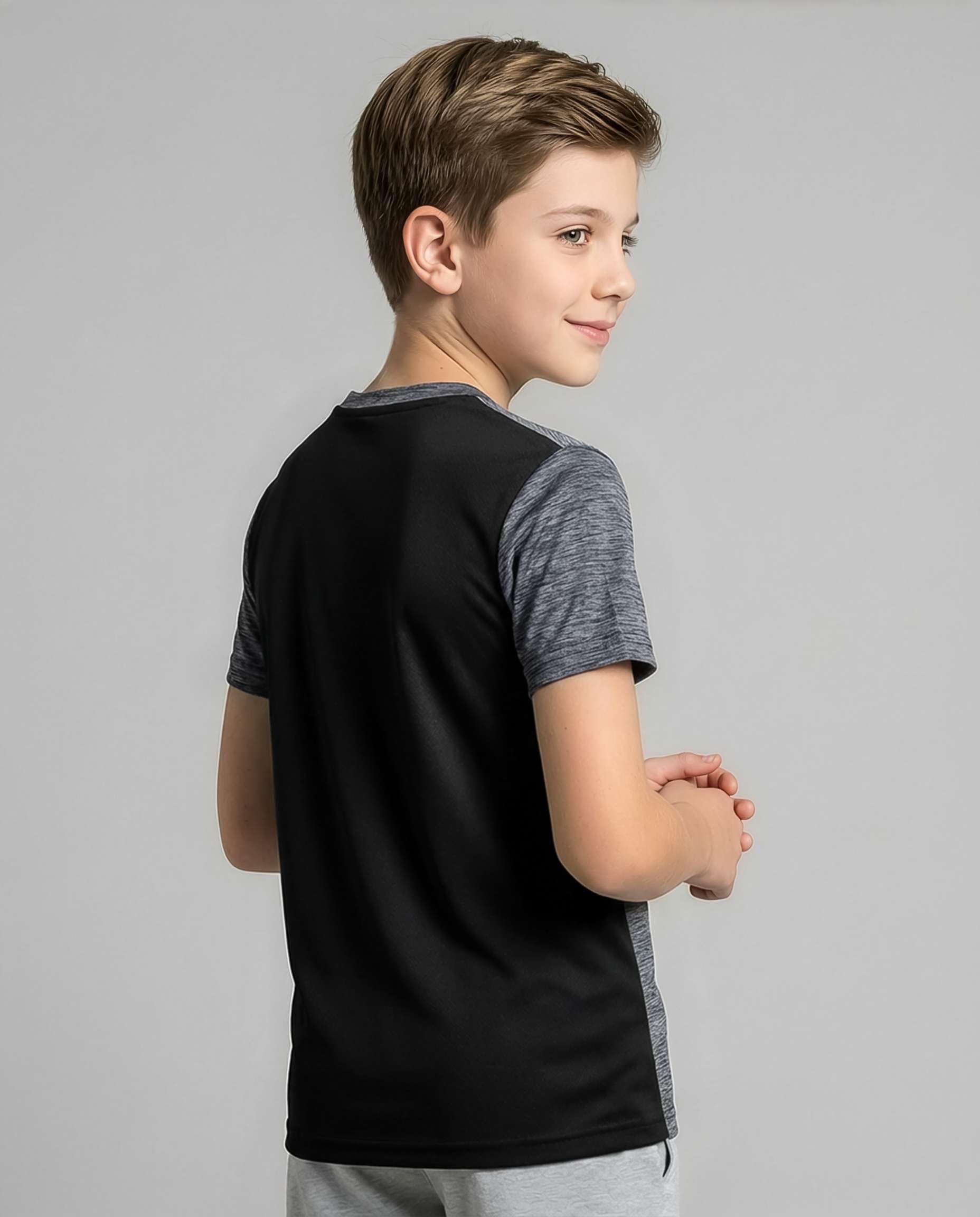 Real Essentials 5 Pack: Boy's Dry Fit Short Sleeve T-Shirt - Athletic Baseball Soccer Tee Tops for Kids Youth & Teens thumbnail