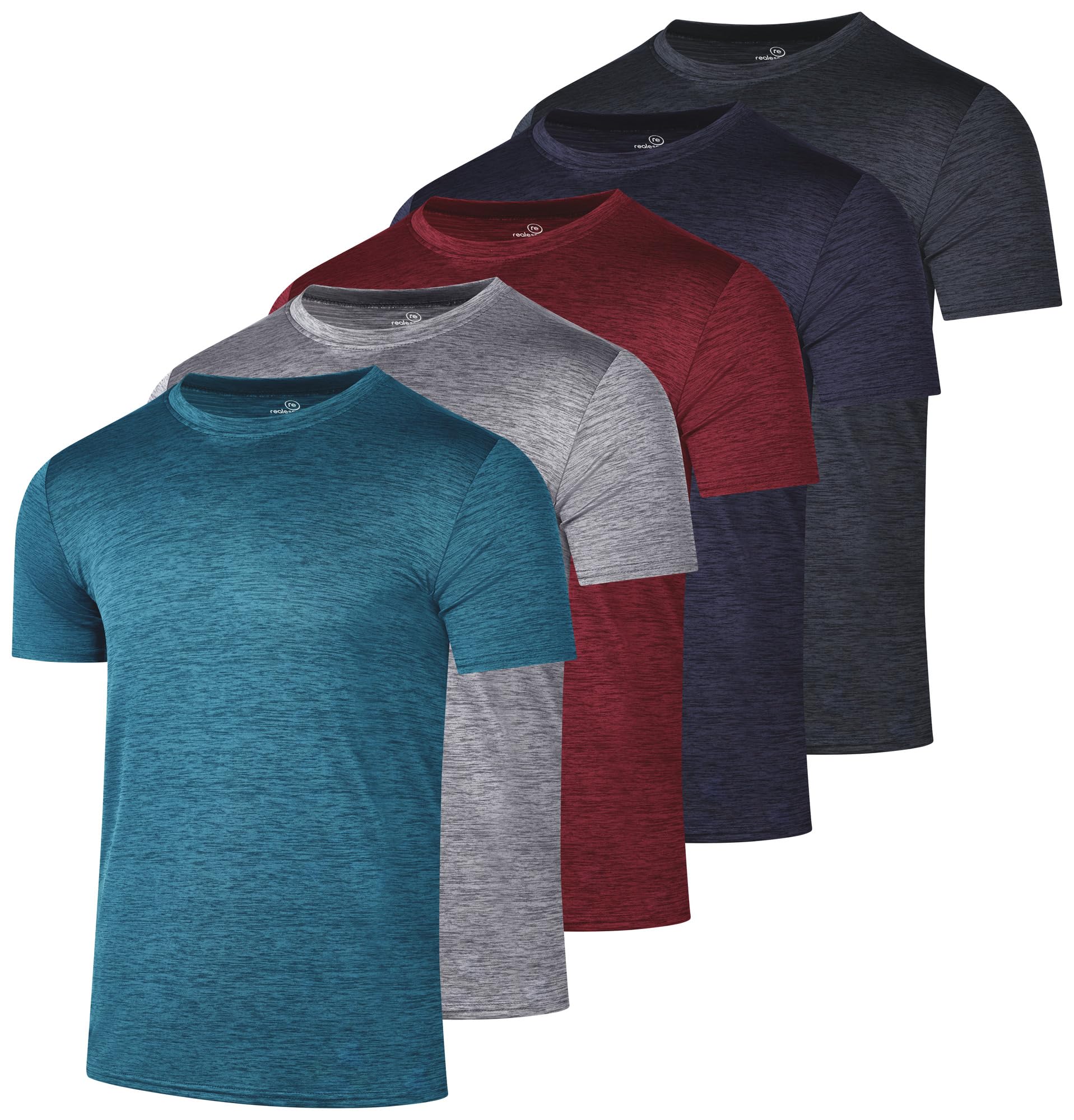 Real Essentials 5 Pack: Boy's Dry Fit Short Sleeve T-Shirt - Athletic Baseball Soccer Tee Tops for Kids Youth & Teens thumbnail
