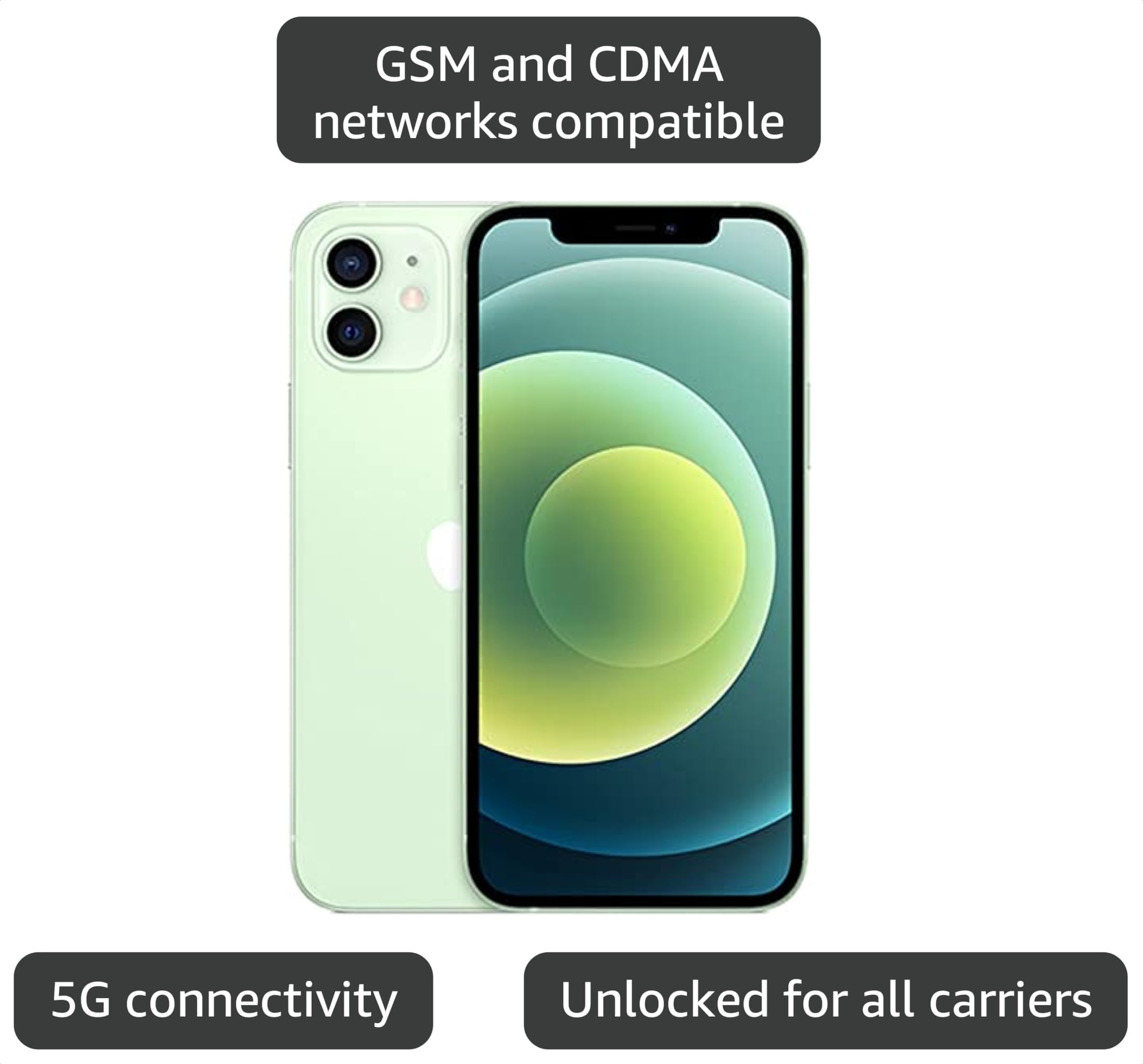 Apple iPhone 12, 64GB, Green - AT&T (Renewed) thumbnail