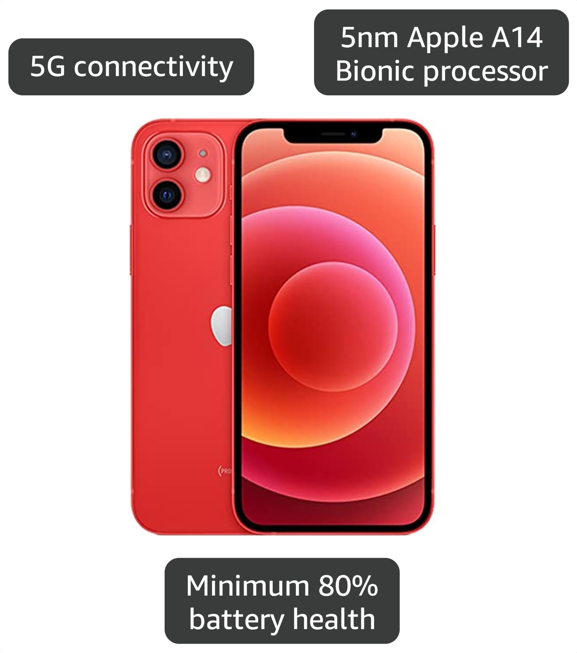 Apple iPhone 12, 64GB, (Product)Red - AT&T (Renewed) thumbnail