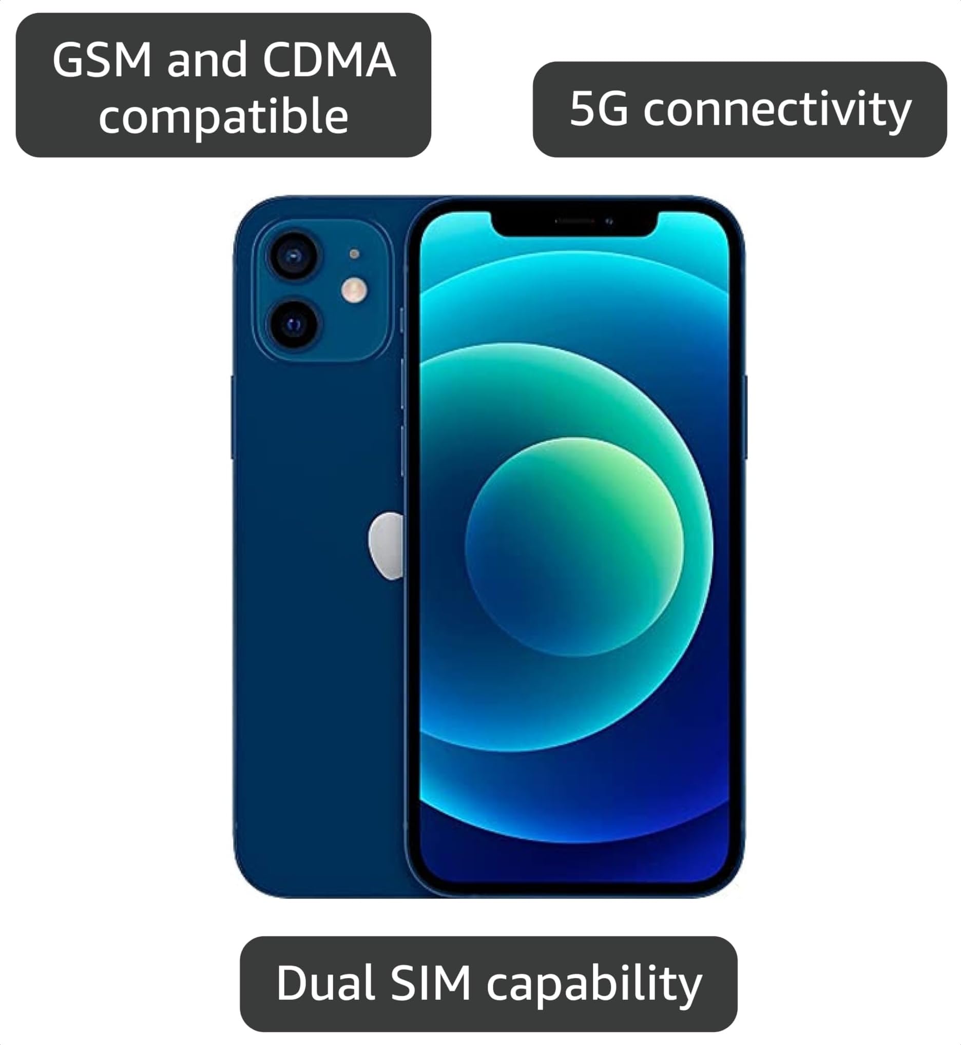 Apple iPhone 12, 64GB, Blue - AT&T (Renewed) | Renewed thumbnail