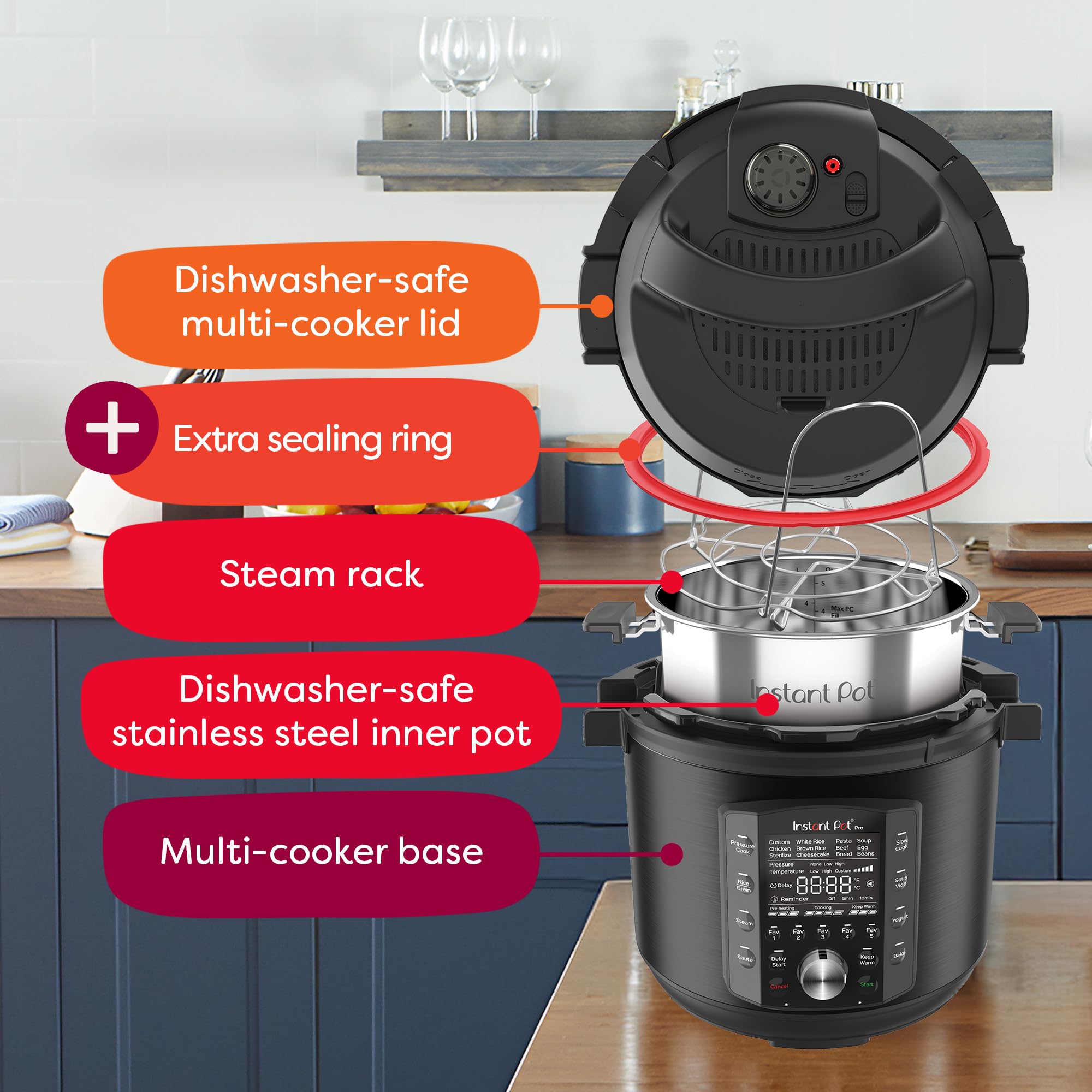 Instant Pot Pro 8 Qt 10-in-1 Electric Pressure Cooker, Black thumbnail