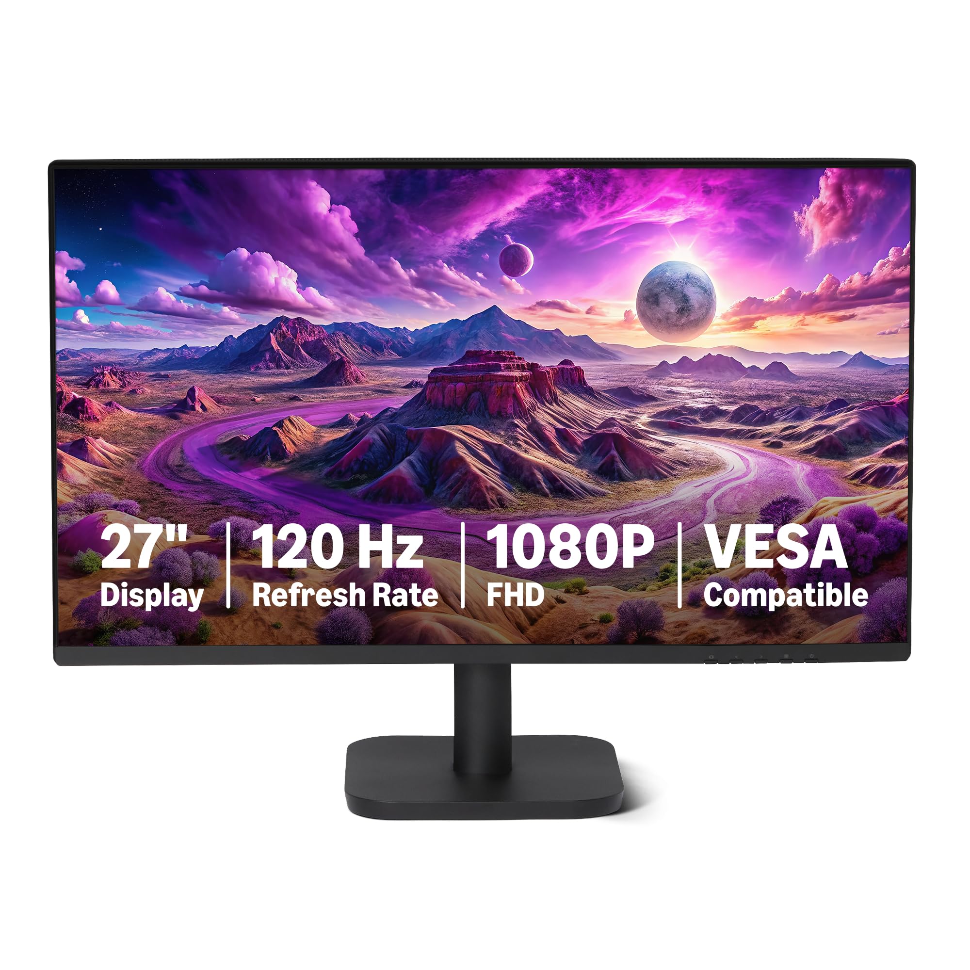 Amazon Basics 27 in IPS Monitor, Full HD 1080P, 75 Hz, Adjustable Stand, HDMI, Display Port, VGA Input, Built-in Speakers, VESA Compatible, Black thumbnail