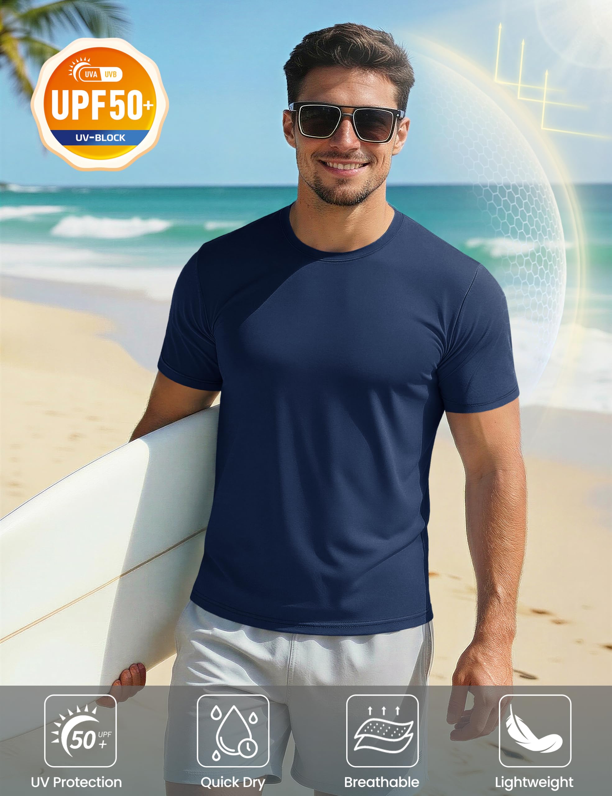 MAGCOMSEN Men's Short Sleeve UPF 50+ T-Shirt Quick Dry Workout Athletic Running Swim Tops Tee Rash Guard Performance Shirts thumbnail