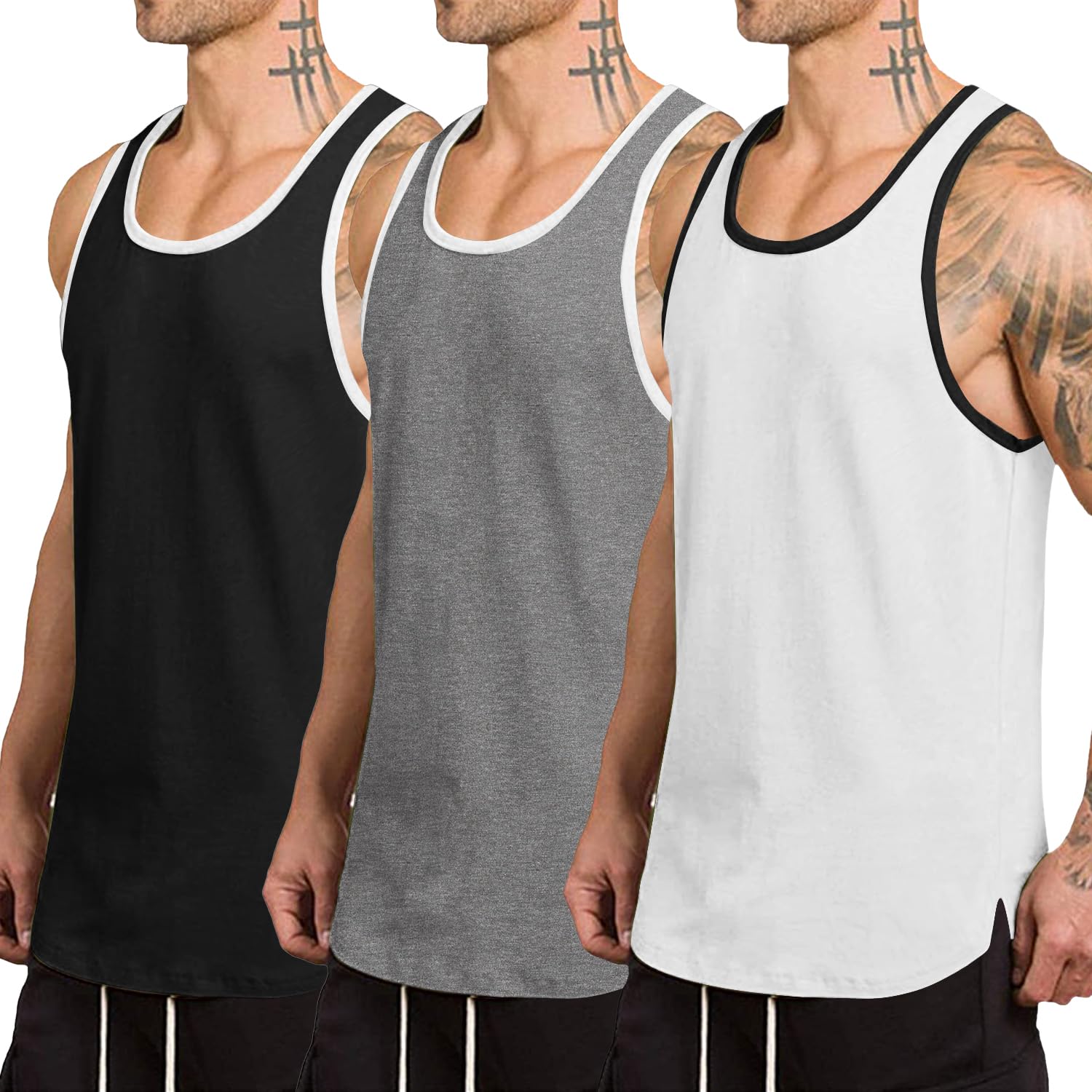 COOFANDY Men's 3 Pack Quick Dry Workout Tank Top Gym Muscle Tee Fitness Bodybuilding Sleeveless T Shirt thumbnail