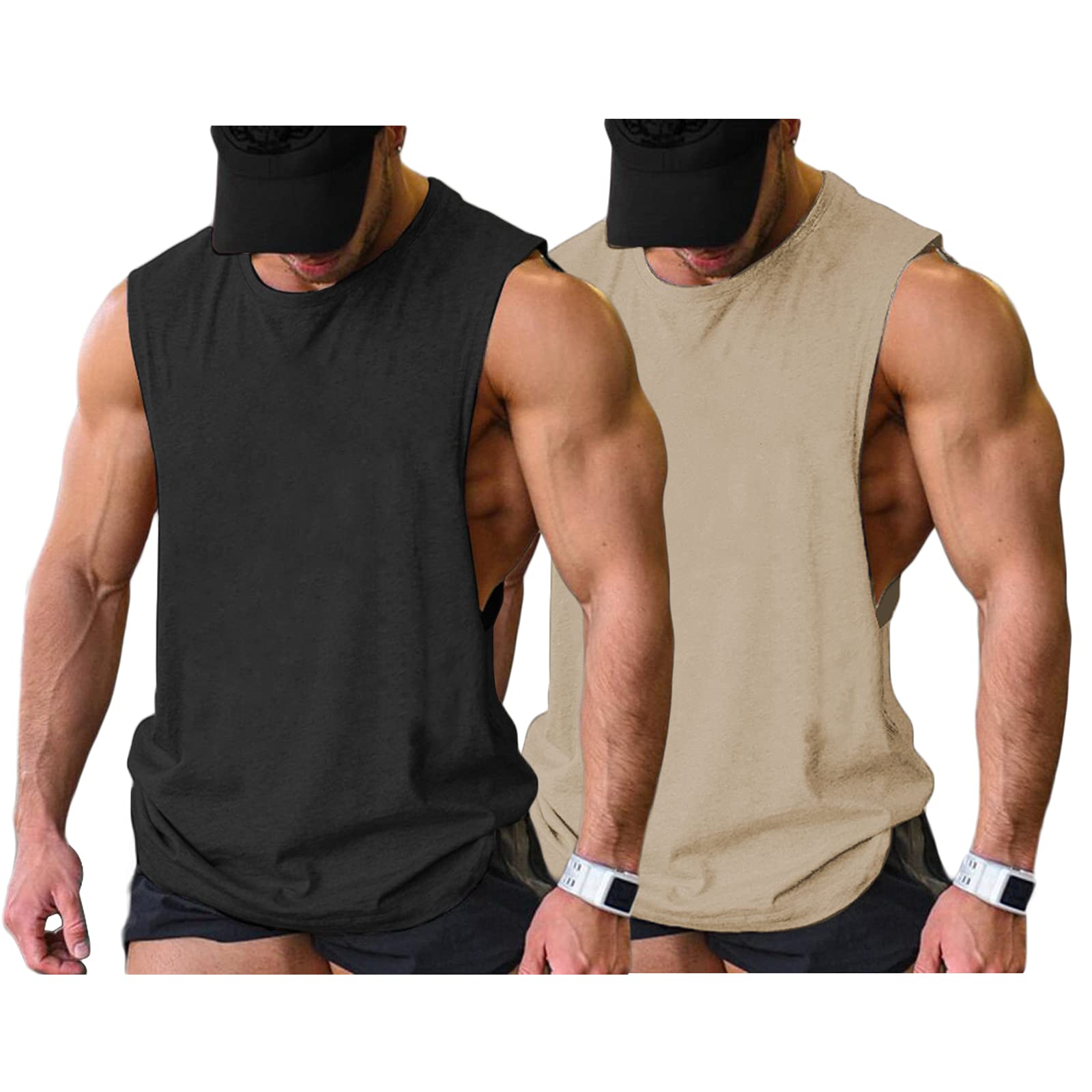 COOFANDY Men Workout Tank Top 2 Pack Gym Bodybuilding Sleeveless Muscle T Shirts