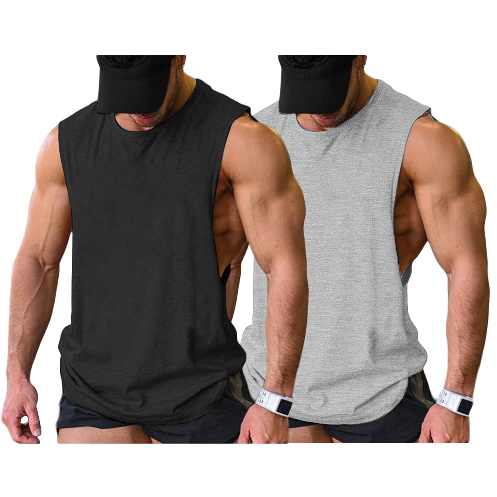 COOFANDY Men Workout Tank Top 2 Pack Gym Bodybuilding Sleeveless Muscle T Shirts thumbnail
