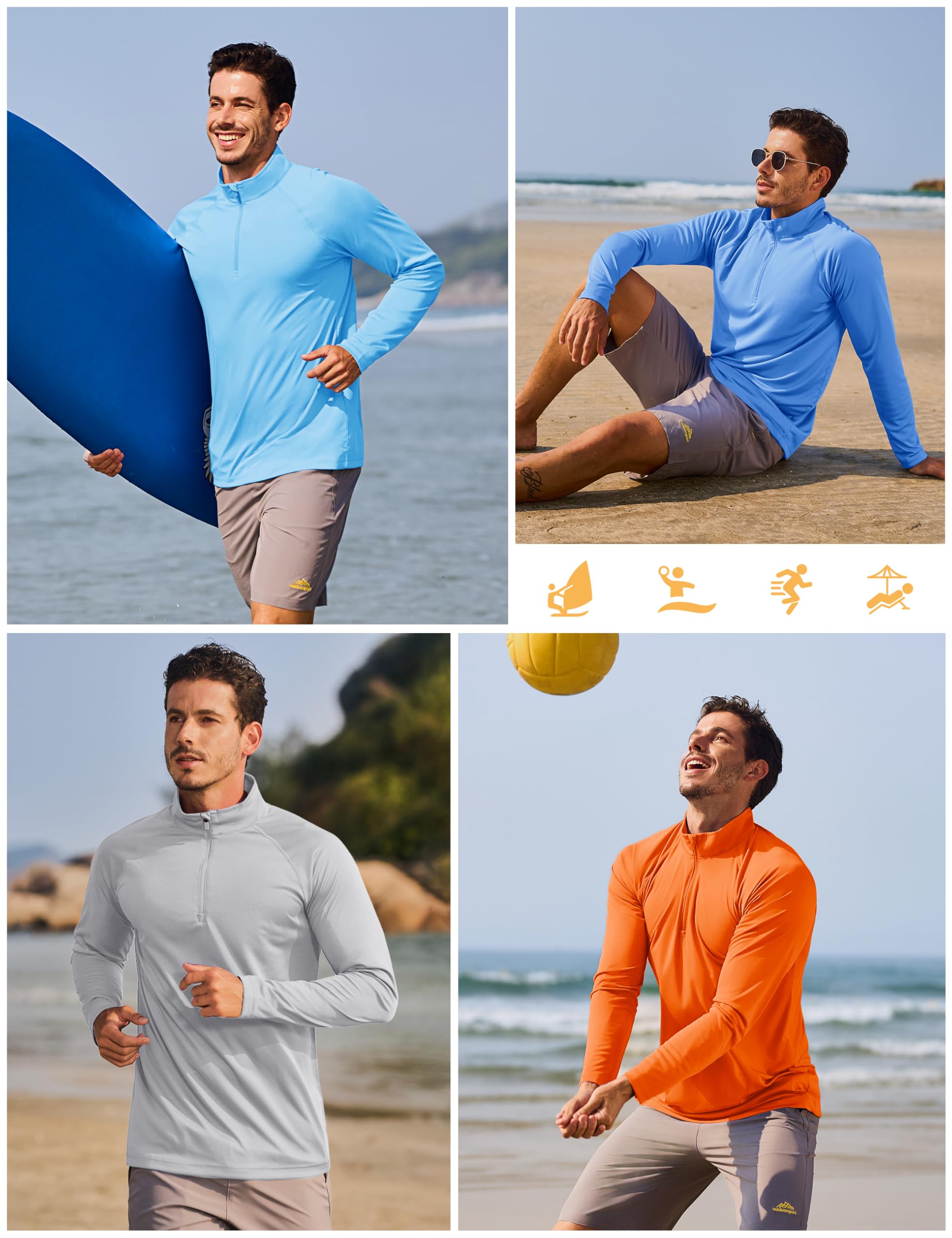 TACVASEN Men's Long Sleeve Athletic Shirts 1/4 Pullover Zip Sun Protection Rash Guard UPF 50+ Outdoor Running T-Shirts thumbnail