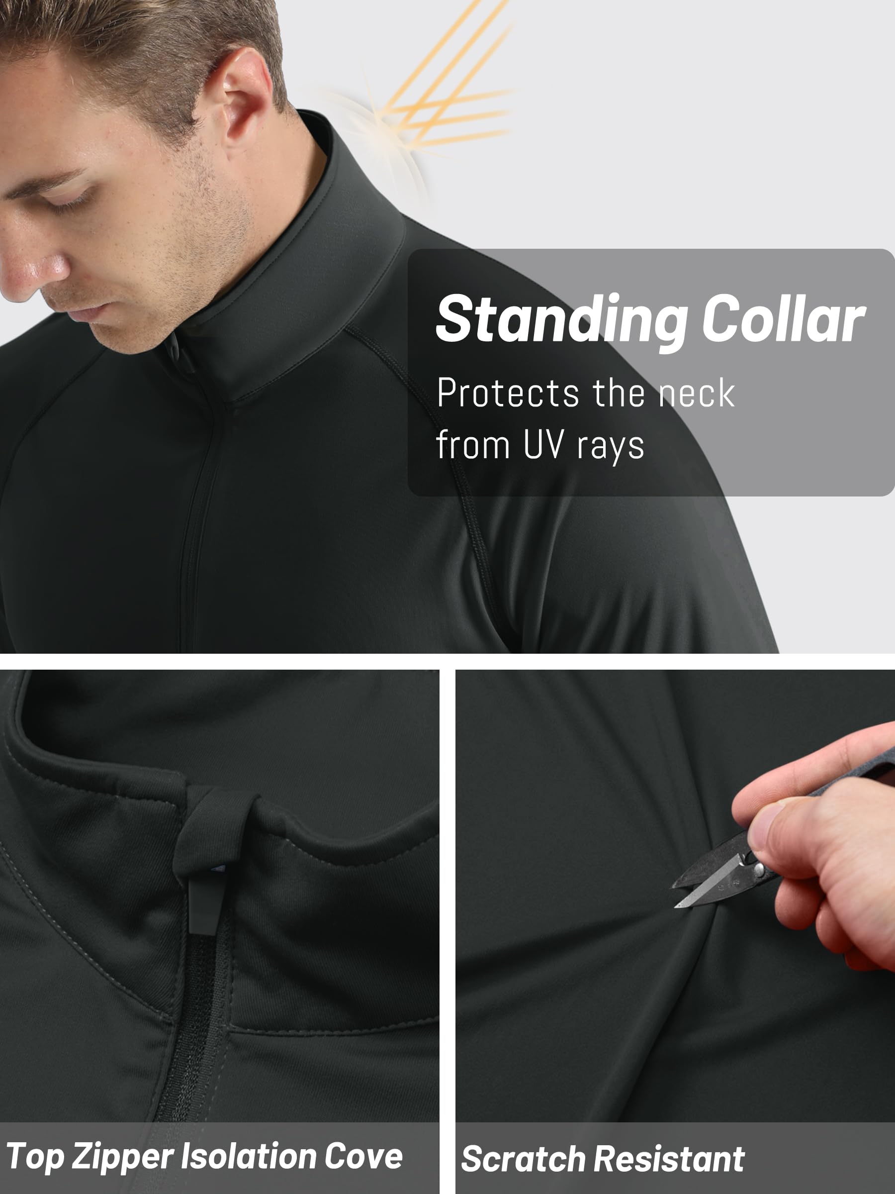 TACVASEN Men's Long Sleeve Athletic Shirts 1/4 Pullover Zip Sun Protection Rash Guard UPF 50+ Outdoor Running T-Shirts thumbnail