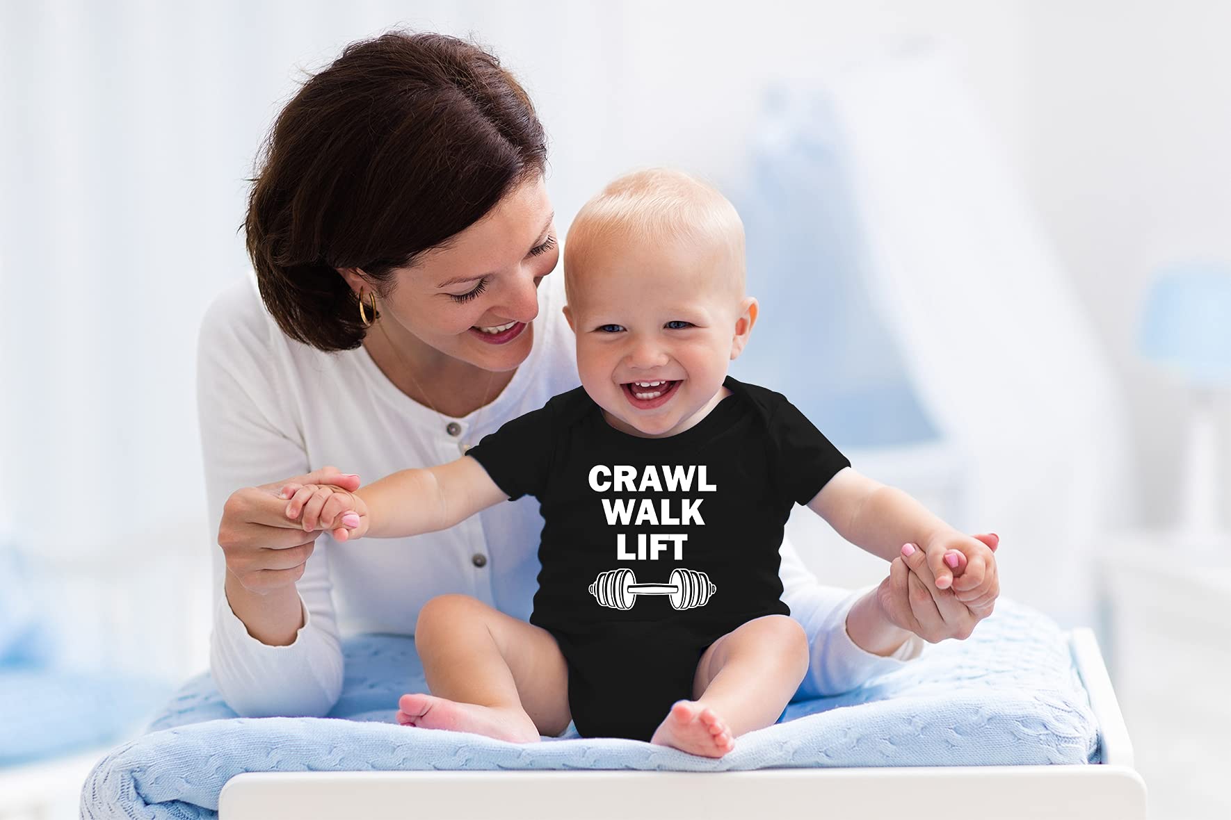 AW Fashions Crawl Walk Lift Baby Bodysuit Funny Cute Adorable Newborn Romper Clothing Boys Girls Outfit thumbnail
