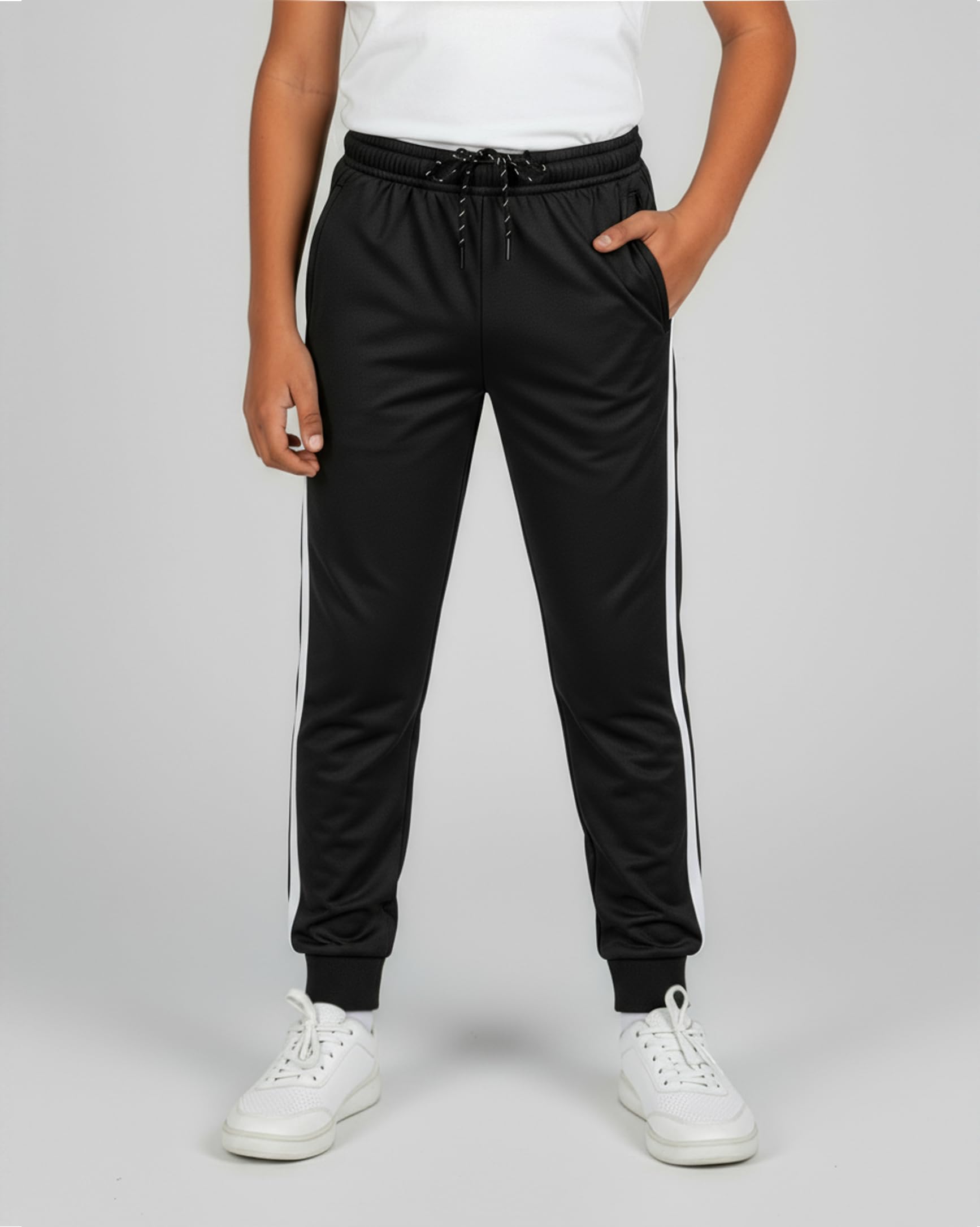 Real Essentials 3 Pack: Boy's Mesh Jogger Sweatpants - Youth Kids Baseball Football Athletic Pants with Pockets thumbnail