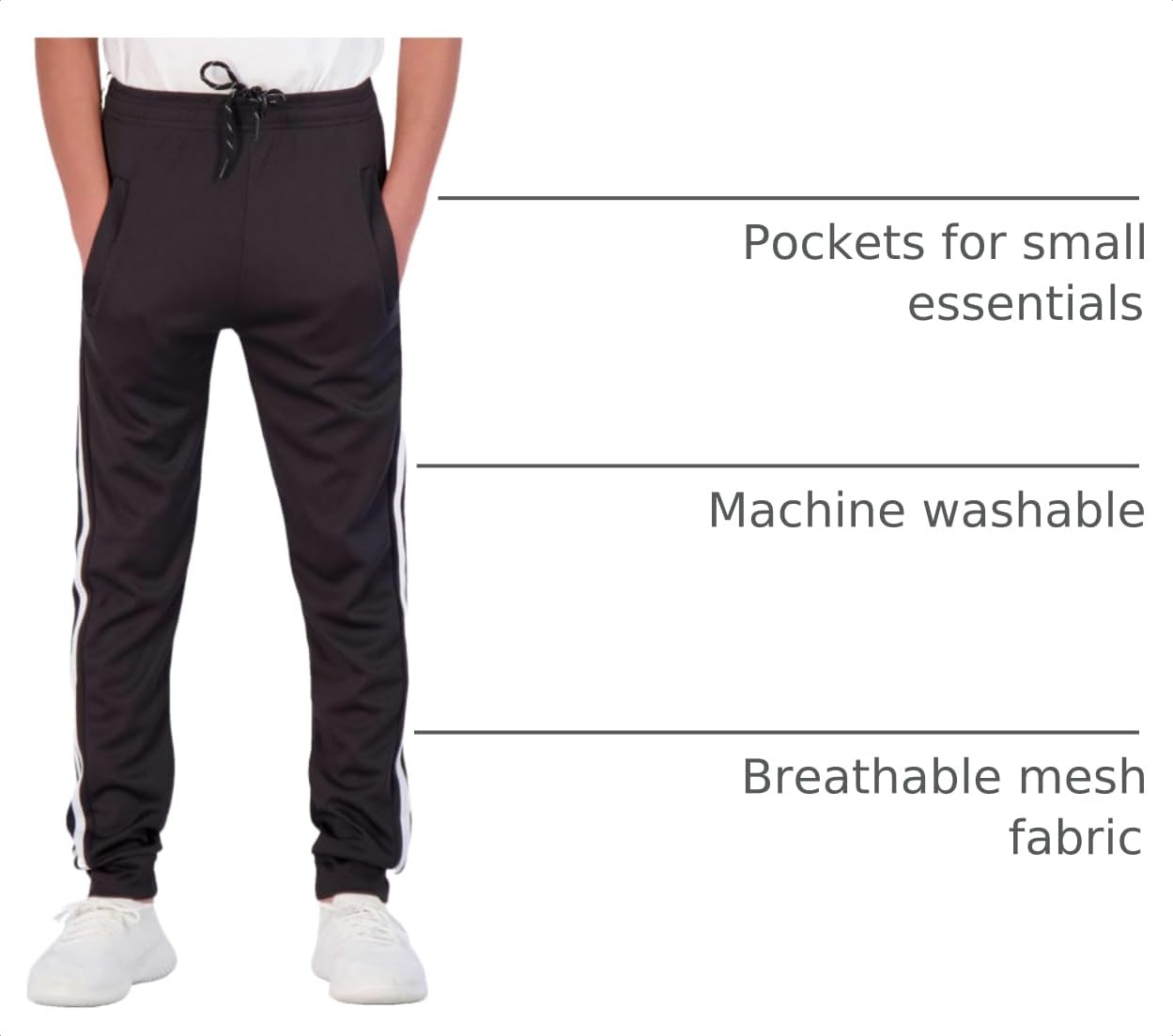 Real Essentials 3 Pack: Boy's Mesh Jogger Sweatpants - Youth Kids Baseball Football Athletic Pants with Pockets thumbnail
