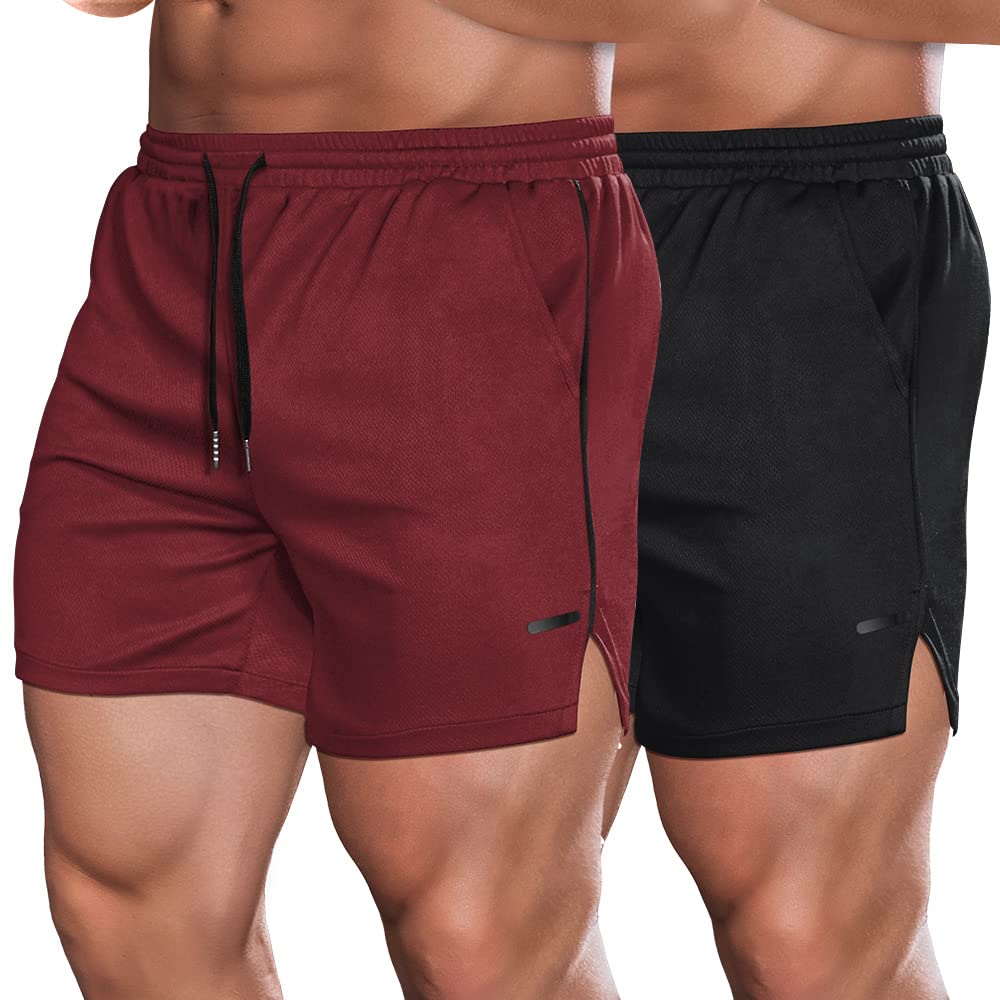 COOFANDY Men's 2 Pack Gym Workout Shorts Quick Dry Athletic Shorts 5 Inch Lightweight Sports Running Shorts with Pockets
