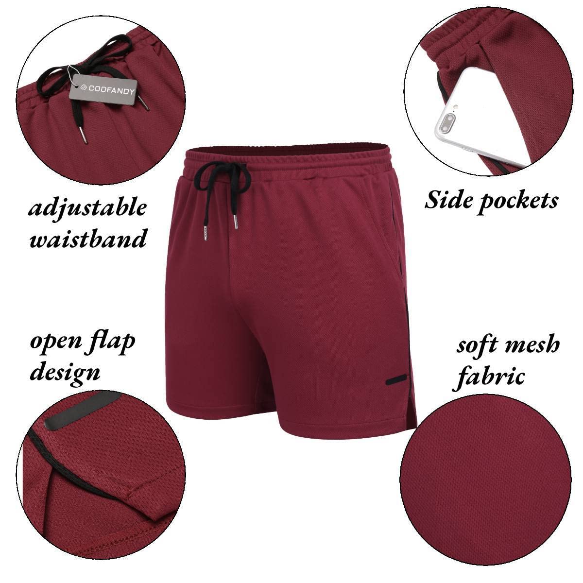 COOFANDY Men's 2 Pack Gym Workout Shorts Quick Dry Athletic Shorts 5 Inch Lightweight Sports Running Shorts with Pockets thumbnail