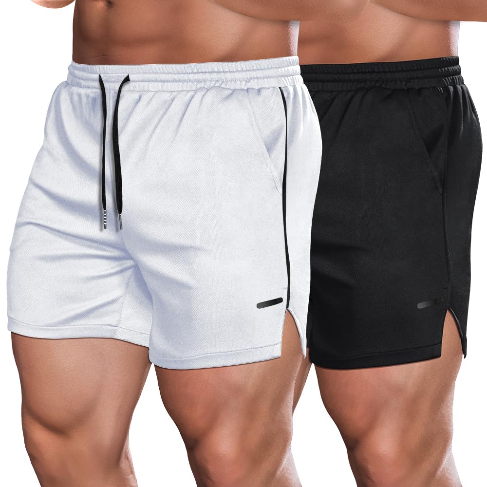 COOFANDY Men's 2 Pack Gym Workout Shorts Quick Dry Athletic Shorts 5 Inch Lightweight Sports Running Shorts with Pockets thumbnail