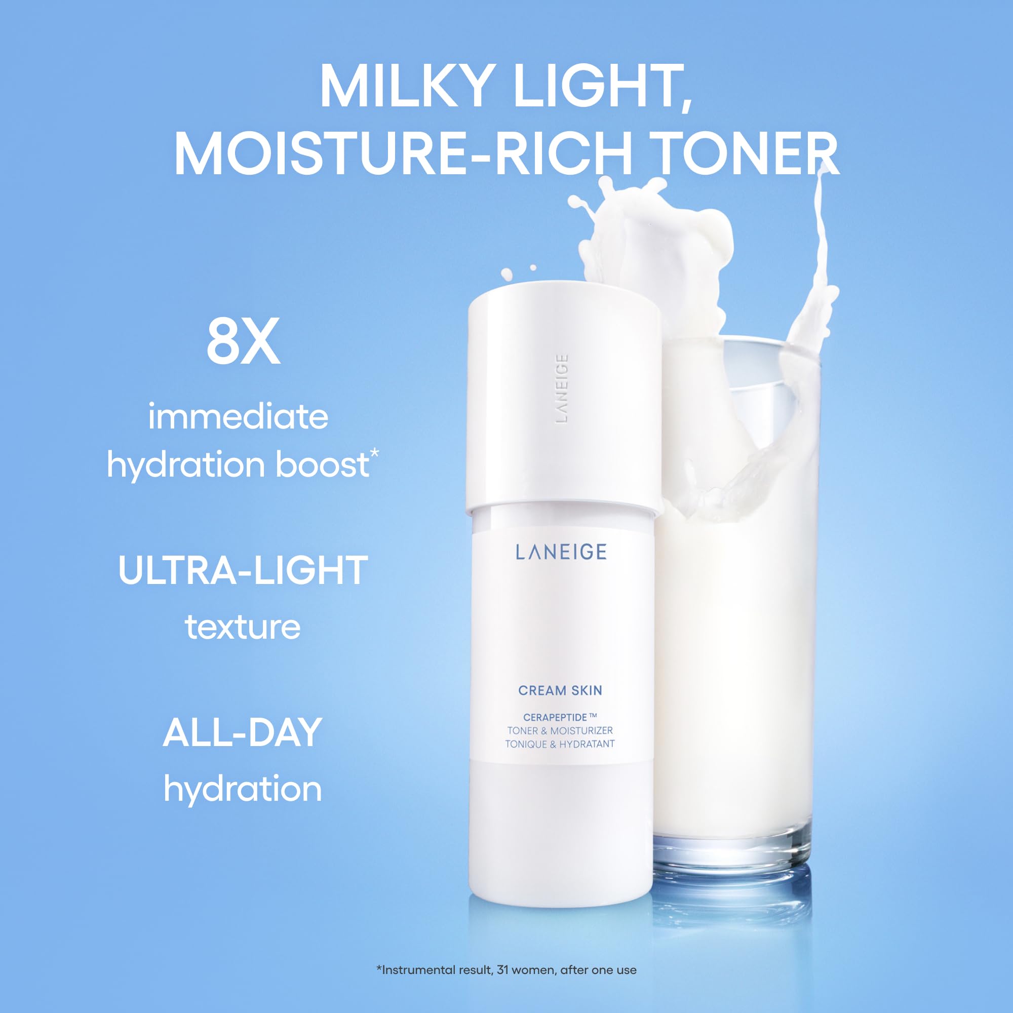 LANEIGE Cream Skin Toner & Moisturizer: Lightweight Refillable Korean Milky Toner with Ceramide & Peptide for Hydration, Firming, & Barrier Support thumbnail