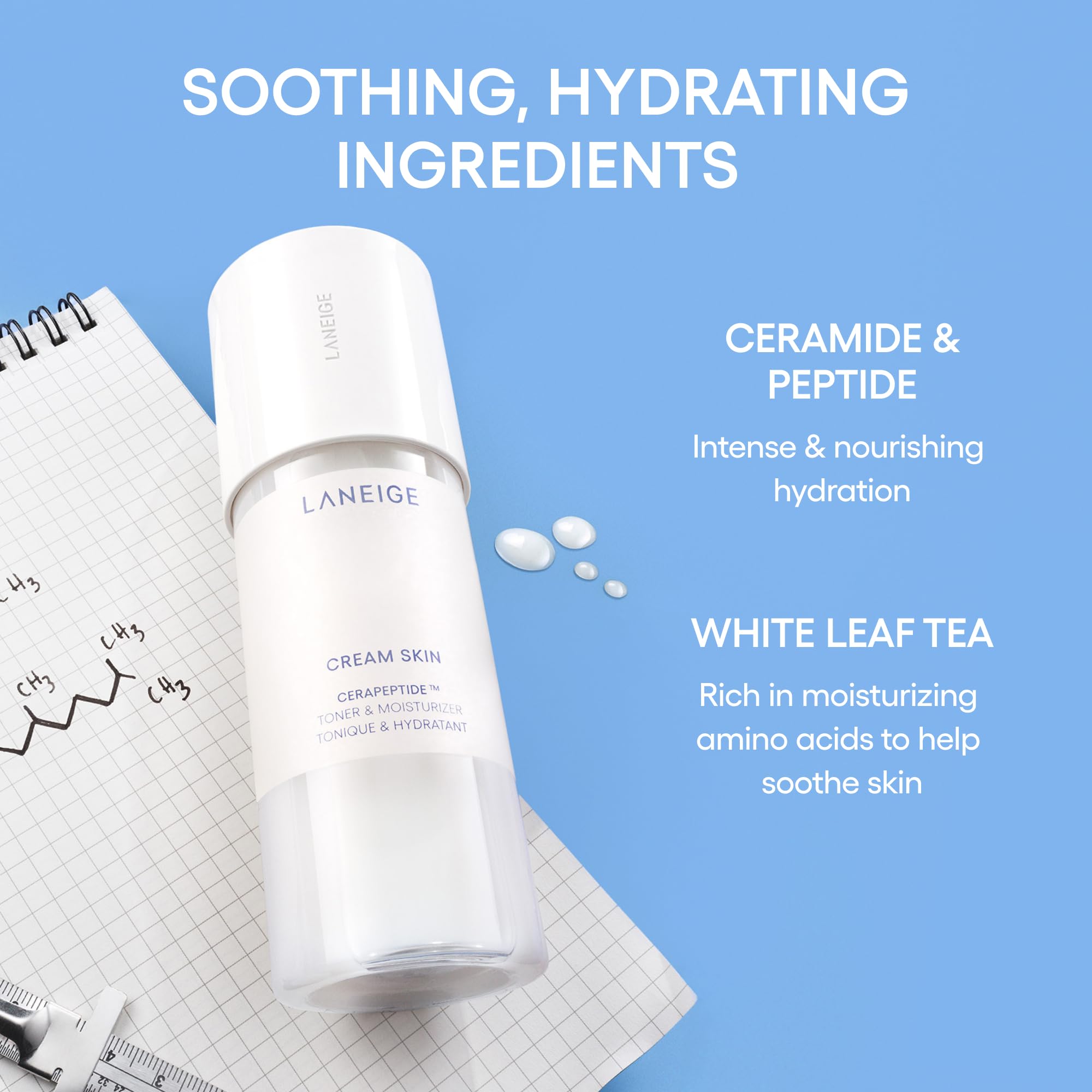 LANEIGE Cream Skin Toner & Moisturizer: Lightweight Refillable Korean Milky Toner with Ceramide & Peptide for Hydration, Firming, & Barrier Support thumbnail