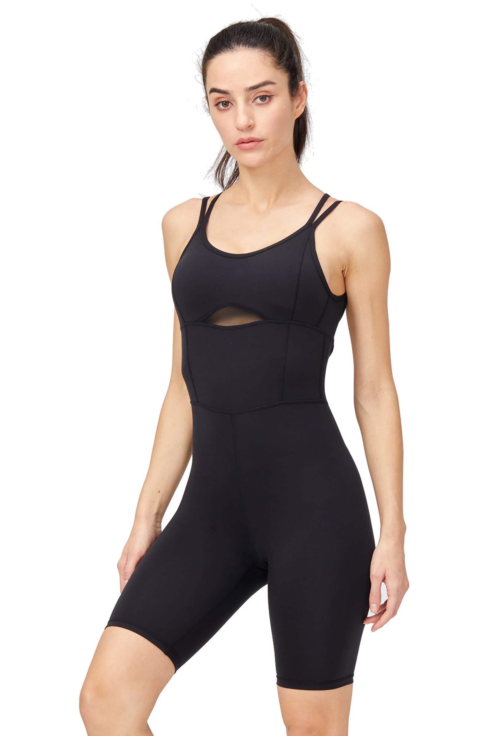 LOVESOFT Workout Romper for Women Short Jumpsuit Sleeve Bodycon Unitard Sport Bodysuit Onesie Athletic One Piece thumbnail