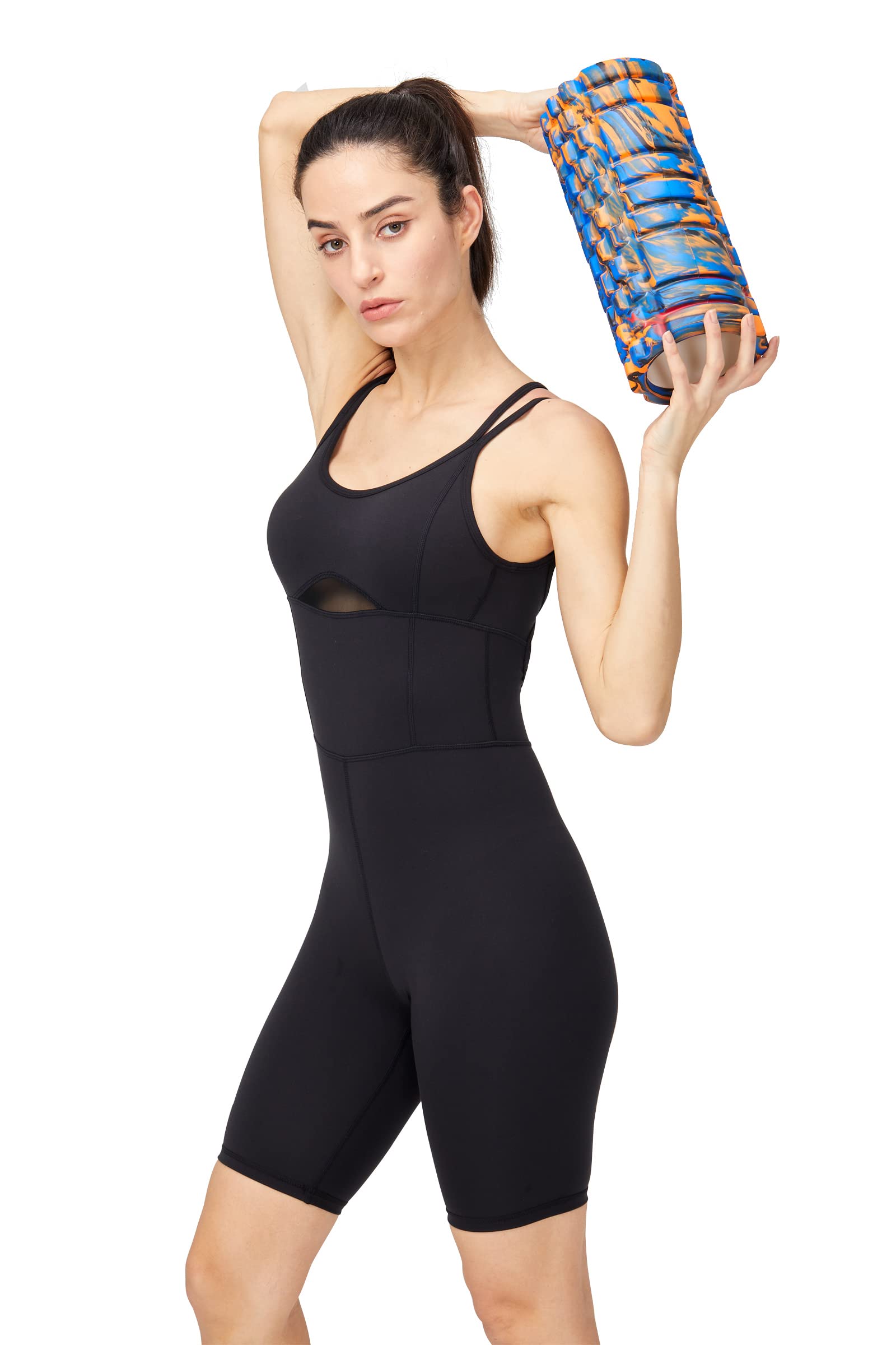 LOVESOFT Workout Romper for Women Short Jumpsuit Sleeve Bodycon Unitard Sport Bodysuit Onesie Athletic One Piece thumbnail