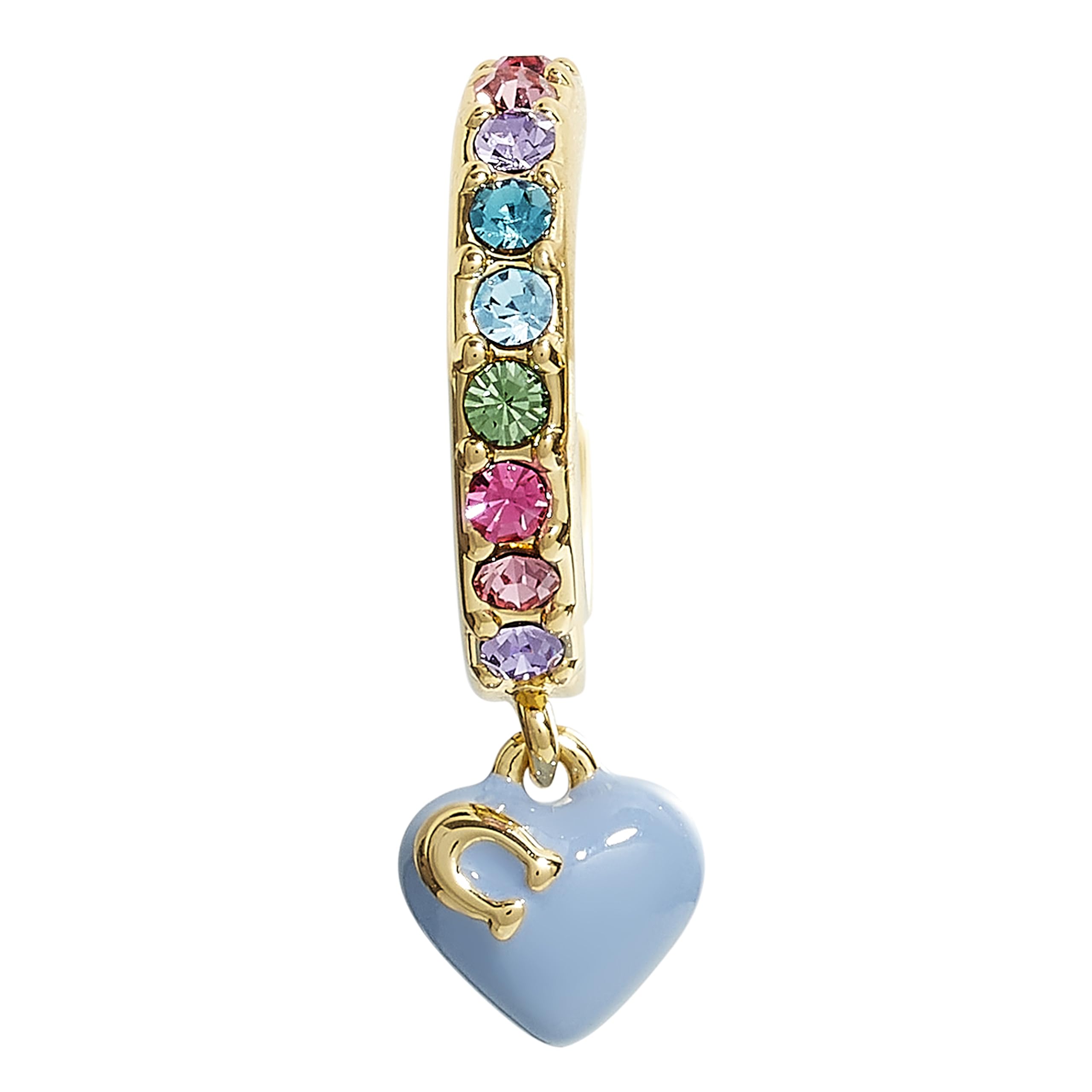 COACH Pave Enamel Heart Huggie Earrings thumbnail