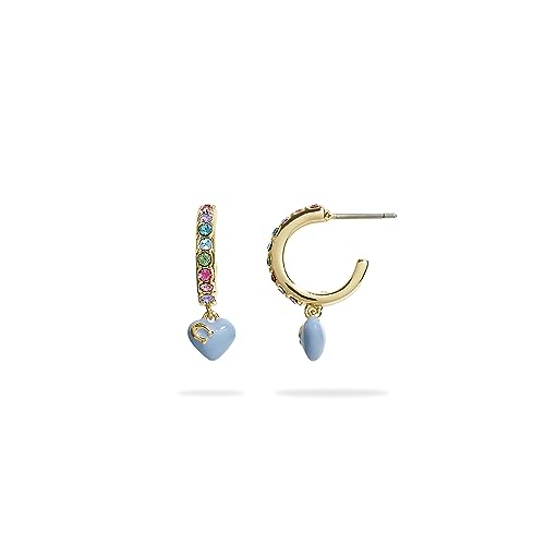 COACH Pave Enamel Heart Huggie Earrings thumbnail