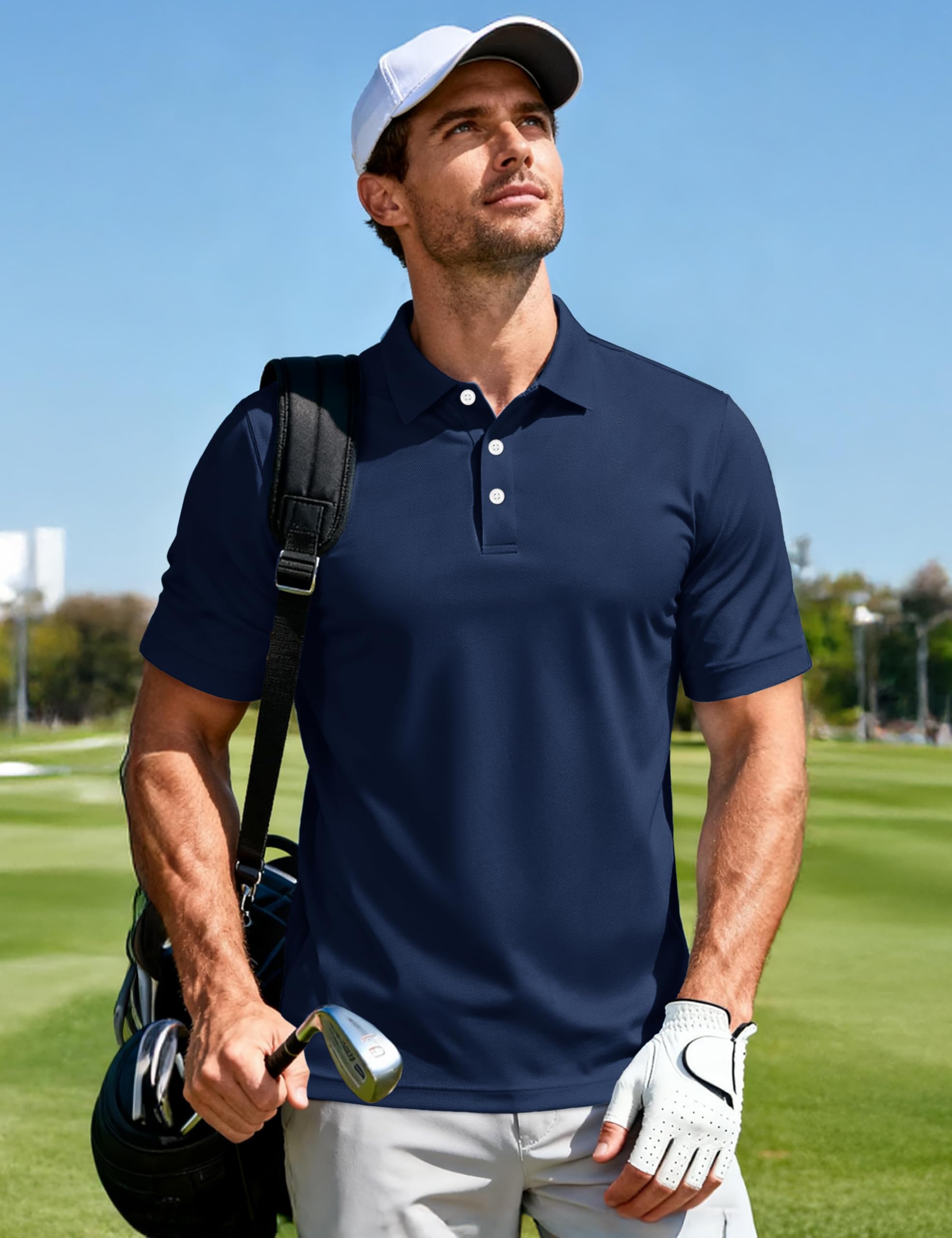 MAGCOMSEN Men's Polo Shirts 3 Buttons Casual Work T Shirts Quick Dry Short Sleeve Golf Shirt Pique Jersey Outdoor Performance thumbnail