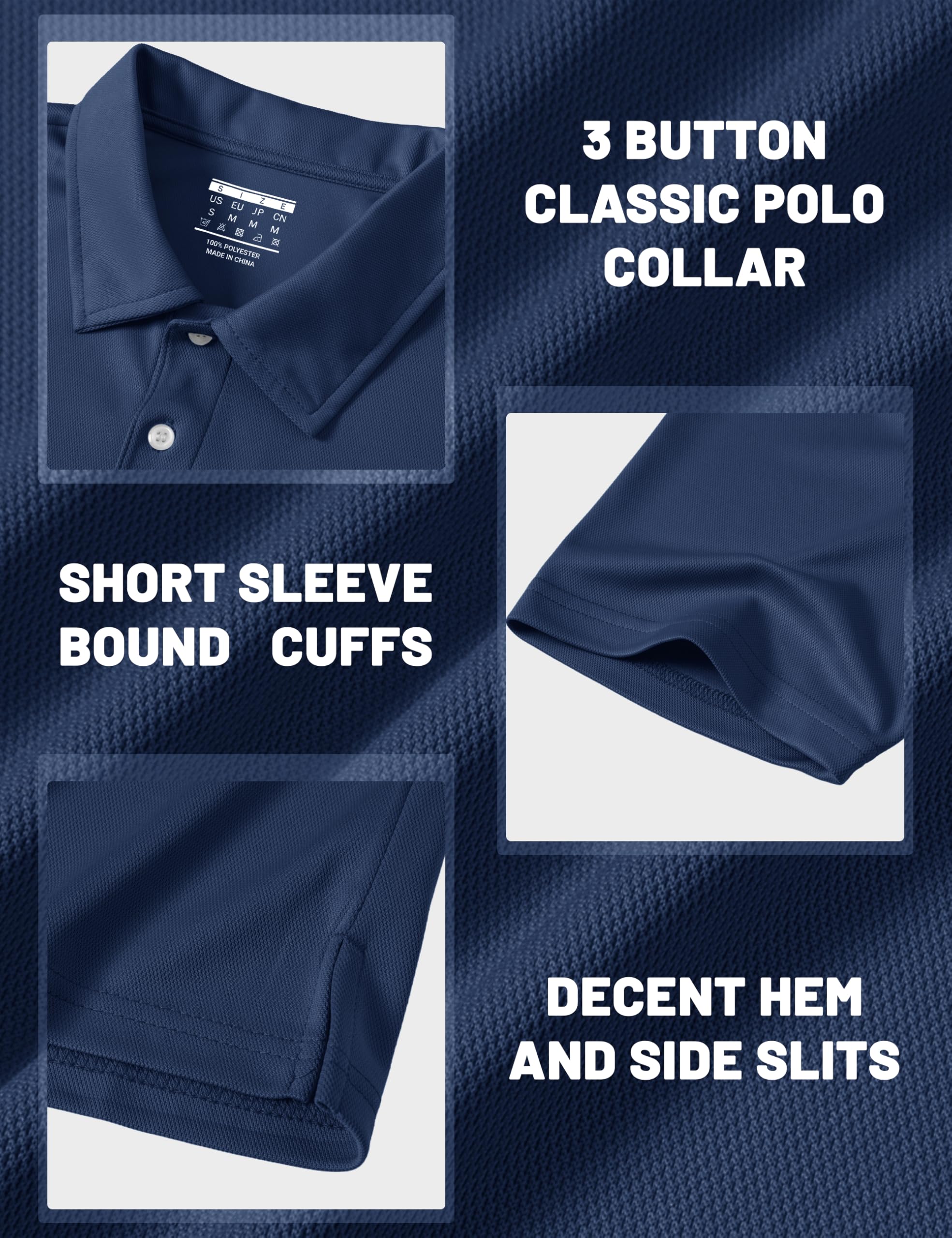 MAGCOMSEN Men's Polo Shirts 3 Buttons Casual Work T Shirts Quick Dry Short Sleeve Golf Shirt Pique Jersey Outdoor Performance thumbnail
