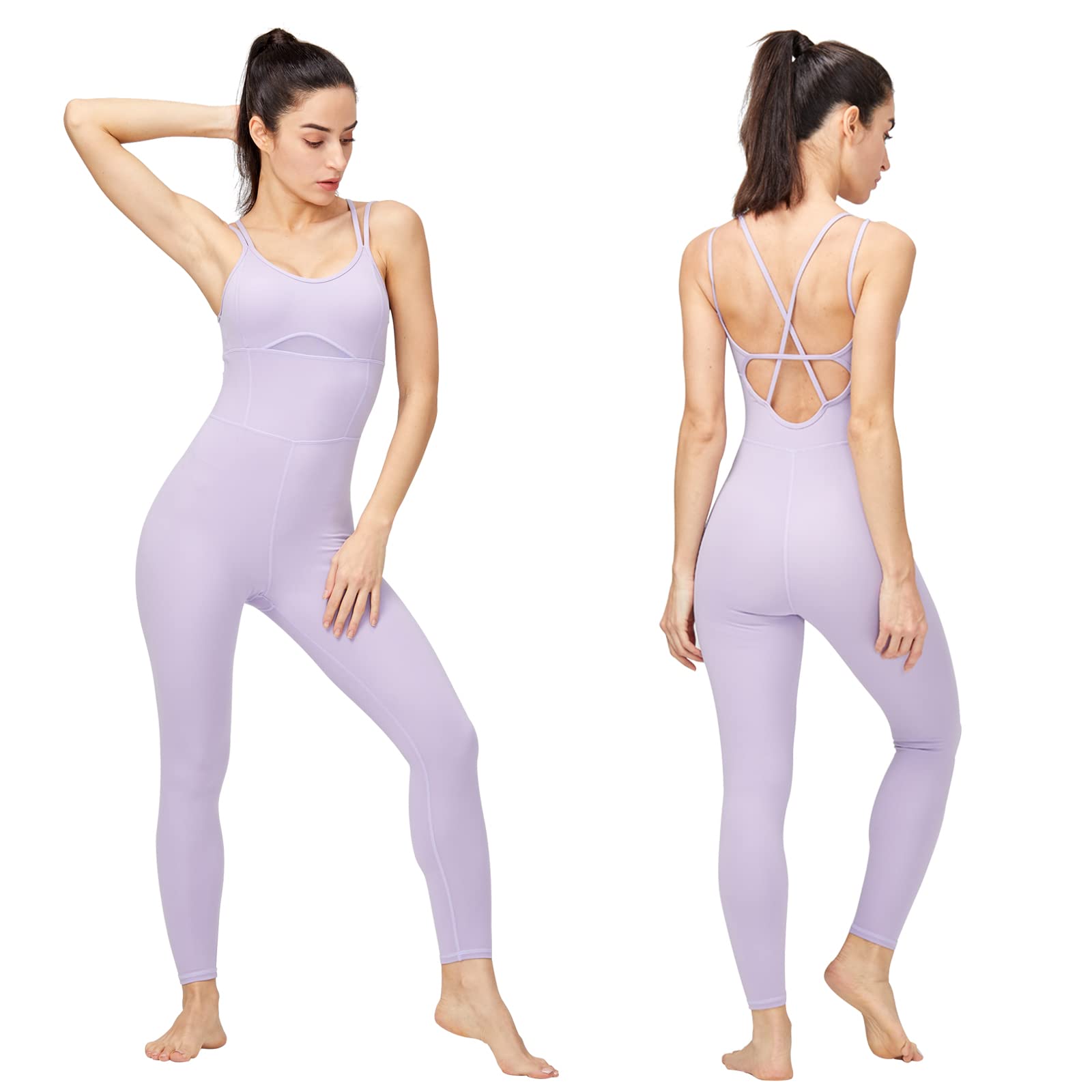 LOVESOFT Women's Sleevesless Bodysuit Dance Unitard, Backless Bodycon Rompers Jumpsuits for Workout Yoga