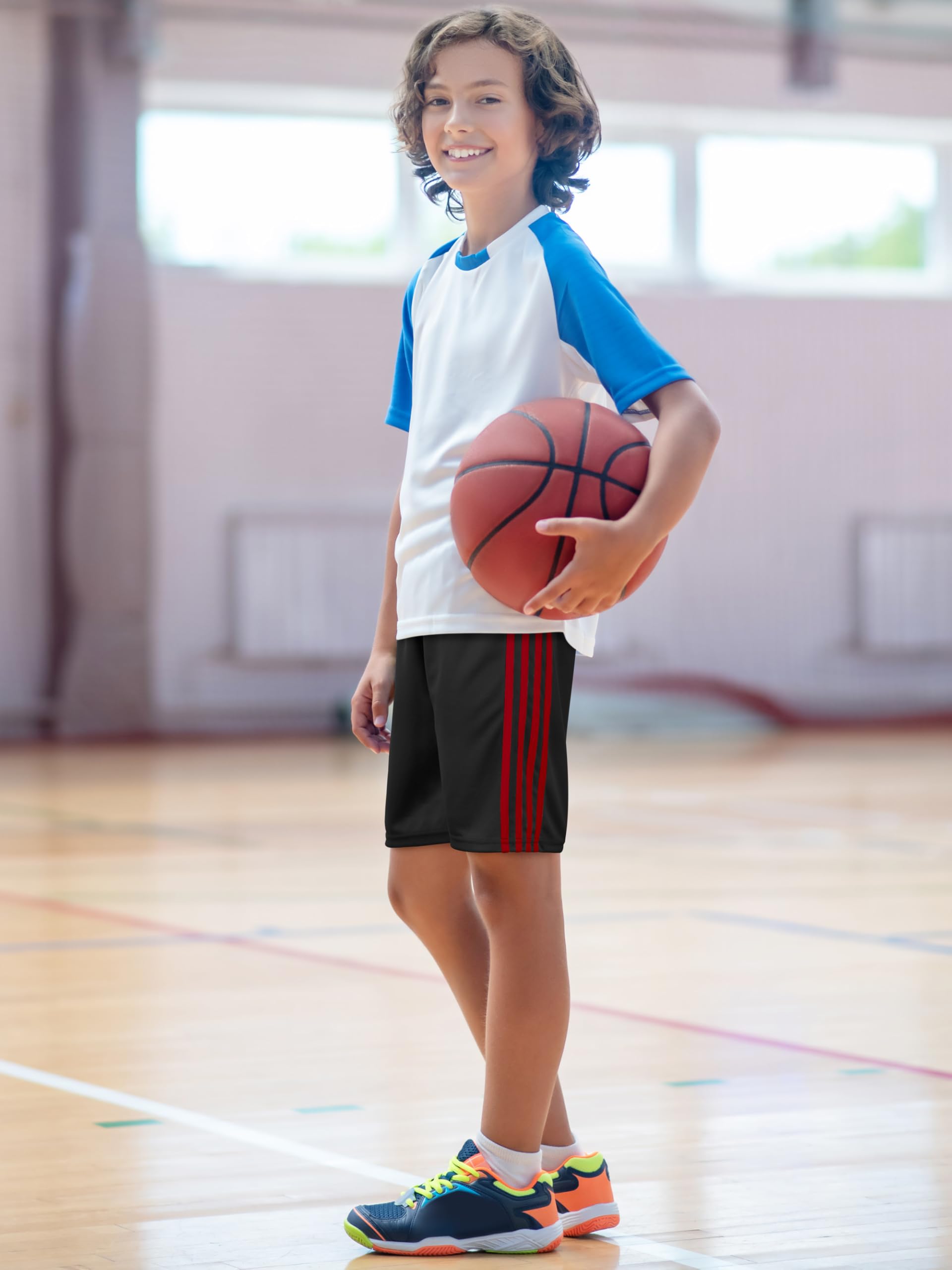 Resinta 4 Pack Boys Shorts Boys Athletic Basketball Shorts Kids Mesh Quick Dry Active Sports Gym Soccer Shorts for Summer thumbnail