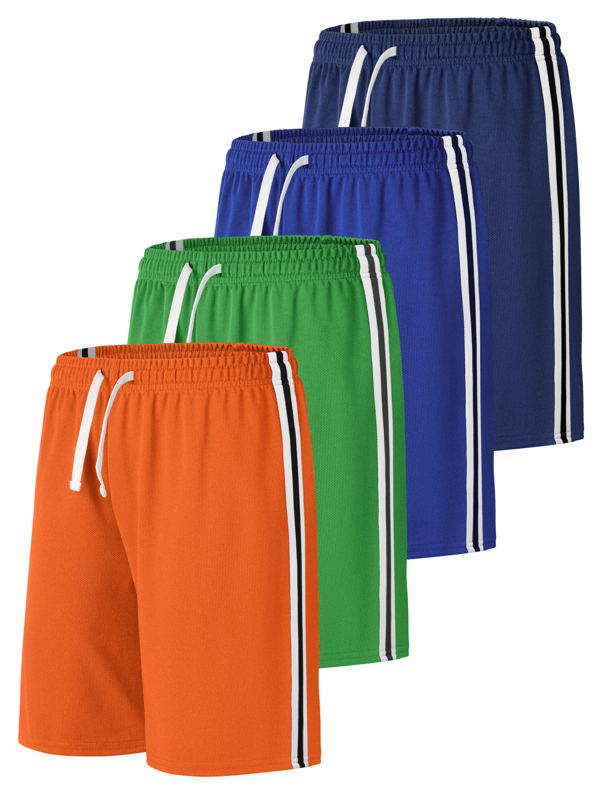 Resinta 4 Pack Boys Shorts Boys Athletic Basketball Shorts Kids Mesh Quick Dry Active Sports Gym Soccer Shorts for Summer thumbnail