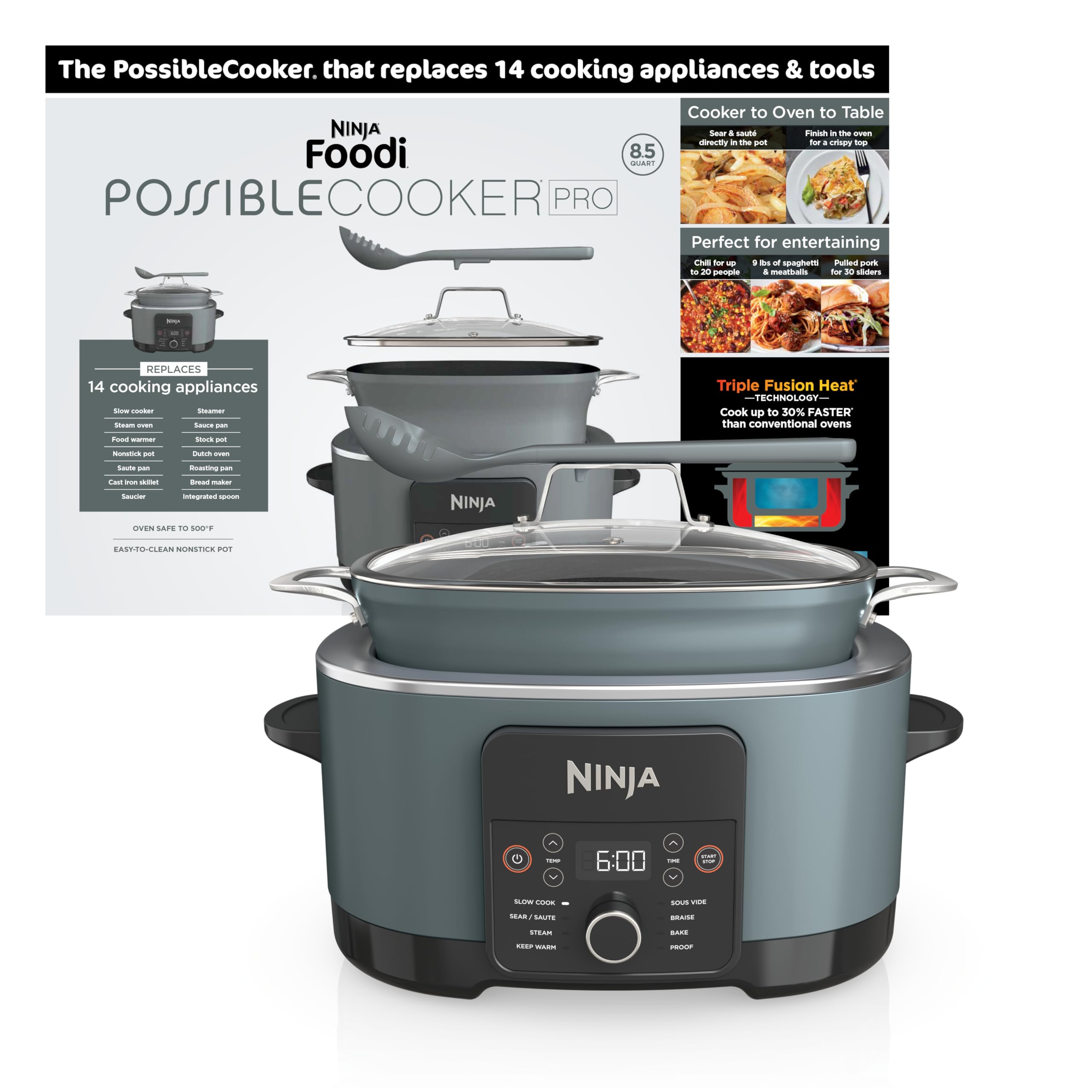 Ninja® PossibleCooker™ PRO 14-in-1, 8.5-qt, Sea Salt Gray, MC1001