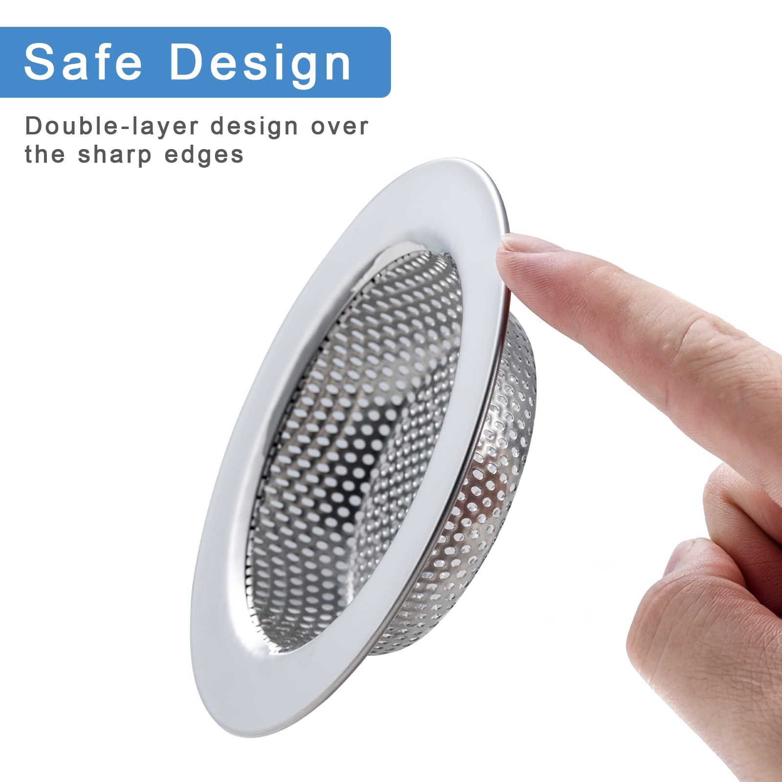2 Pcs Sink Strainer Double-Layer Safe Design for Kitchen Sink Drain Basket thumbnail