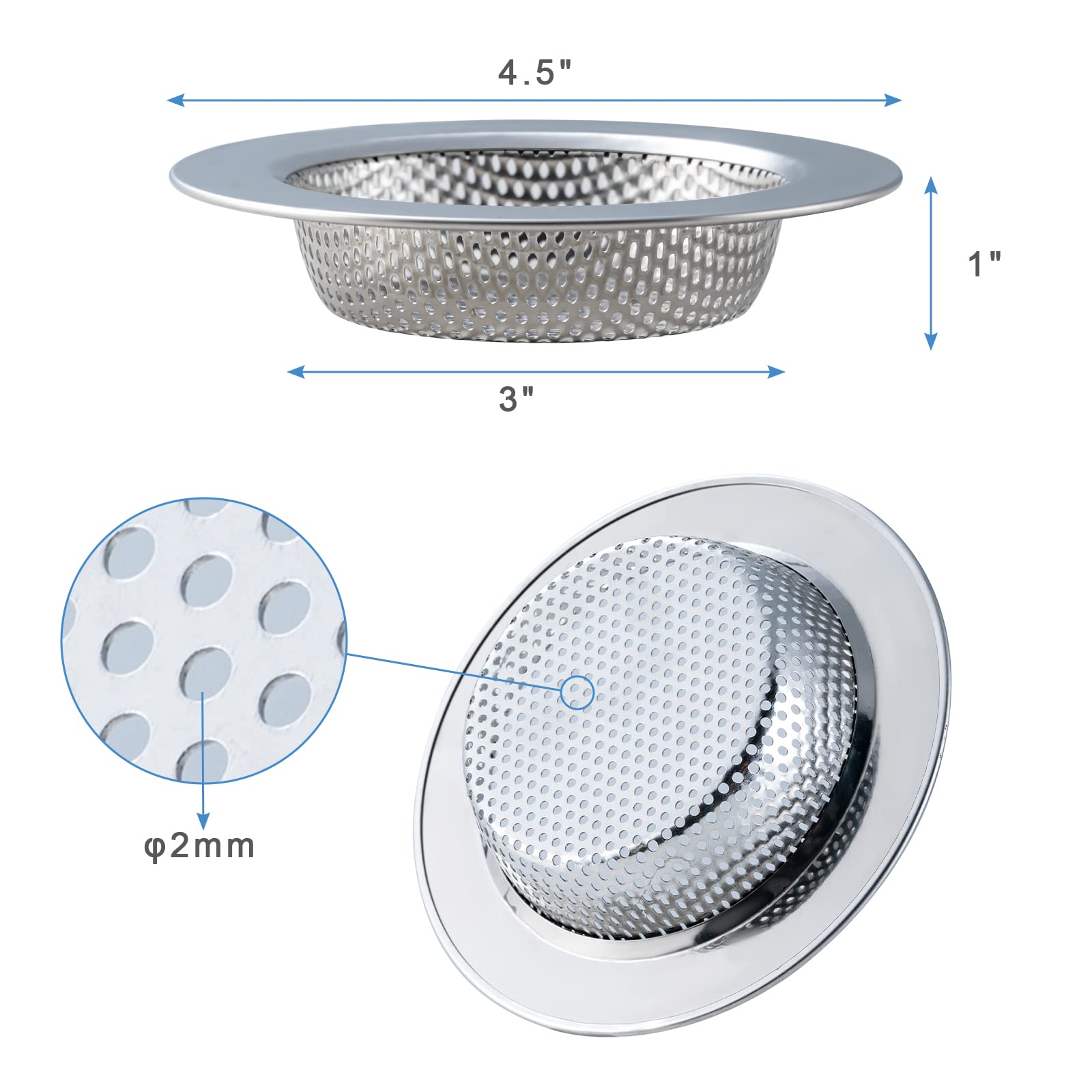 2 Pcs Sink Strainer Double-Layer Safe Design for Kitchen Sink Drain Basket thumbnail