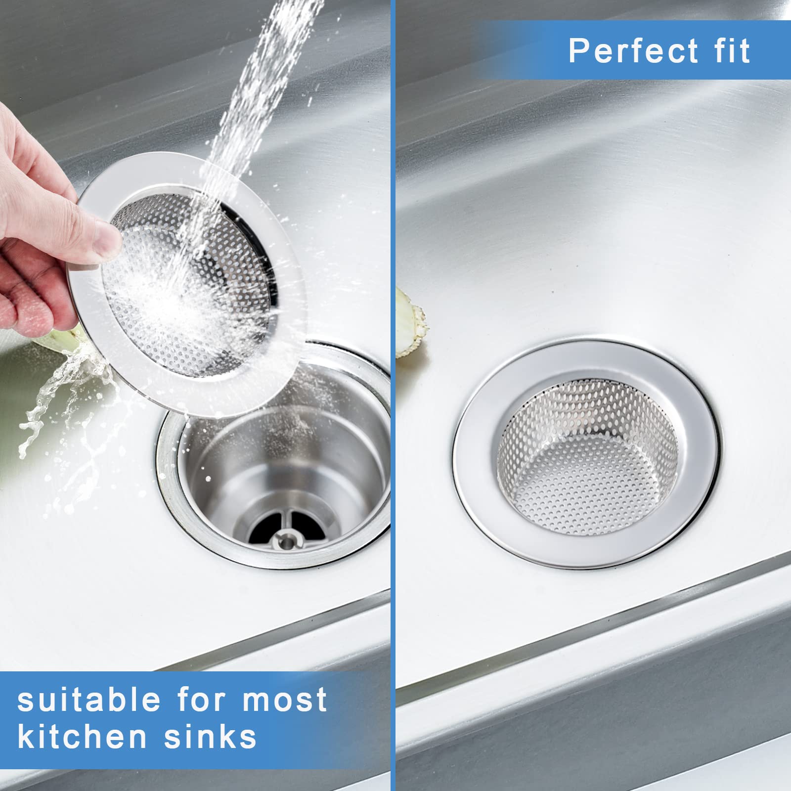 2 Pcs Sink Strainer Double-Layer Safe Design for Kitchen Sink Drain Basket thumbnail