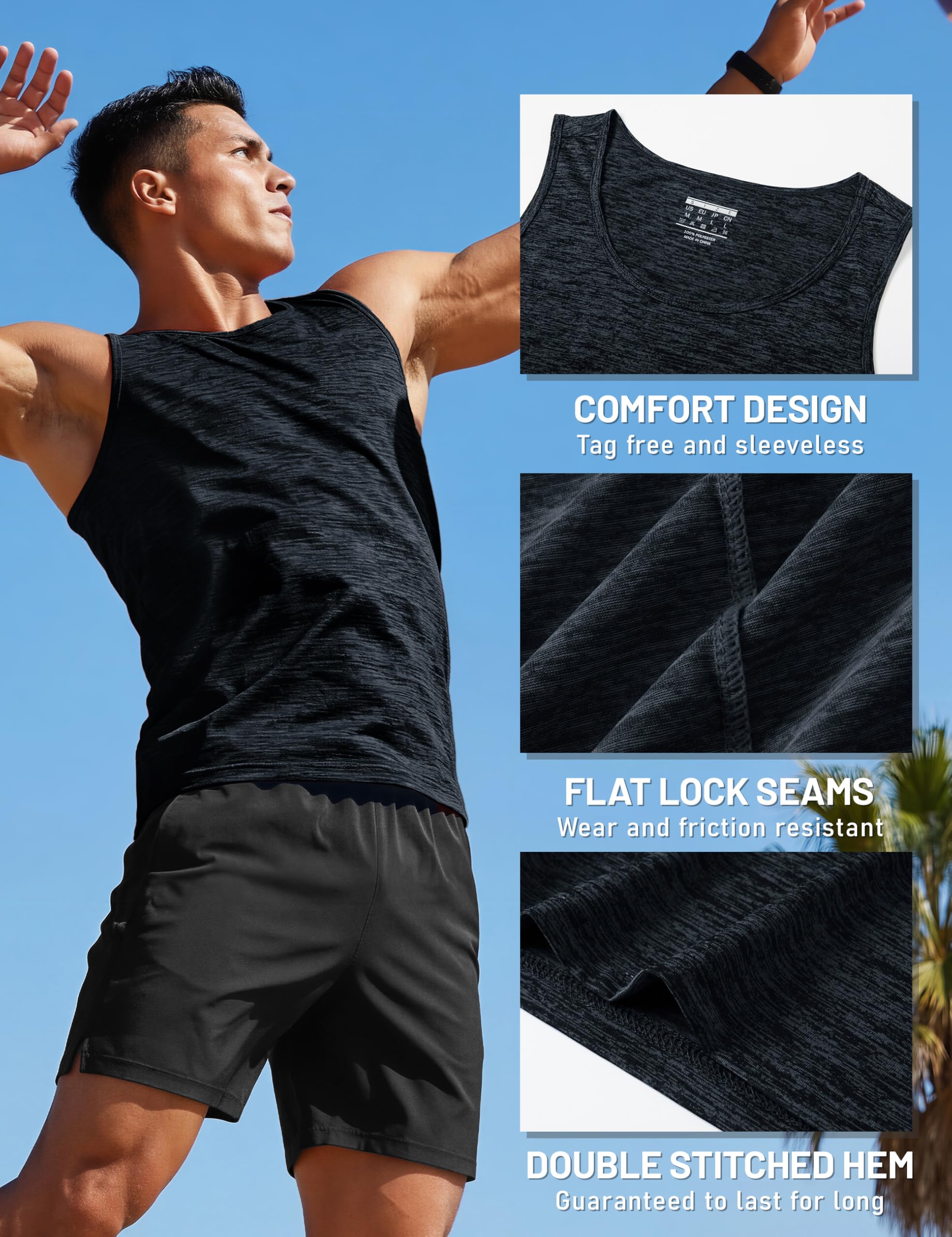 TACVASEN Men's Tank Tops Quick Dry Sleeveless Workout Muscle Shirt Athletic Bodybuilding Gym Performance Tee Shirts thumbnail