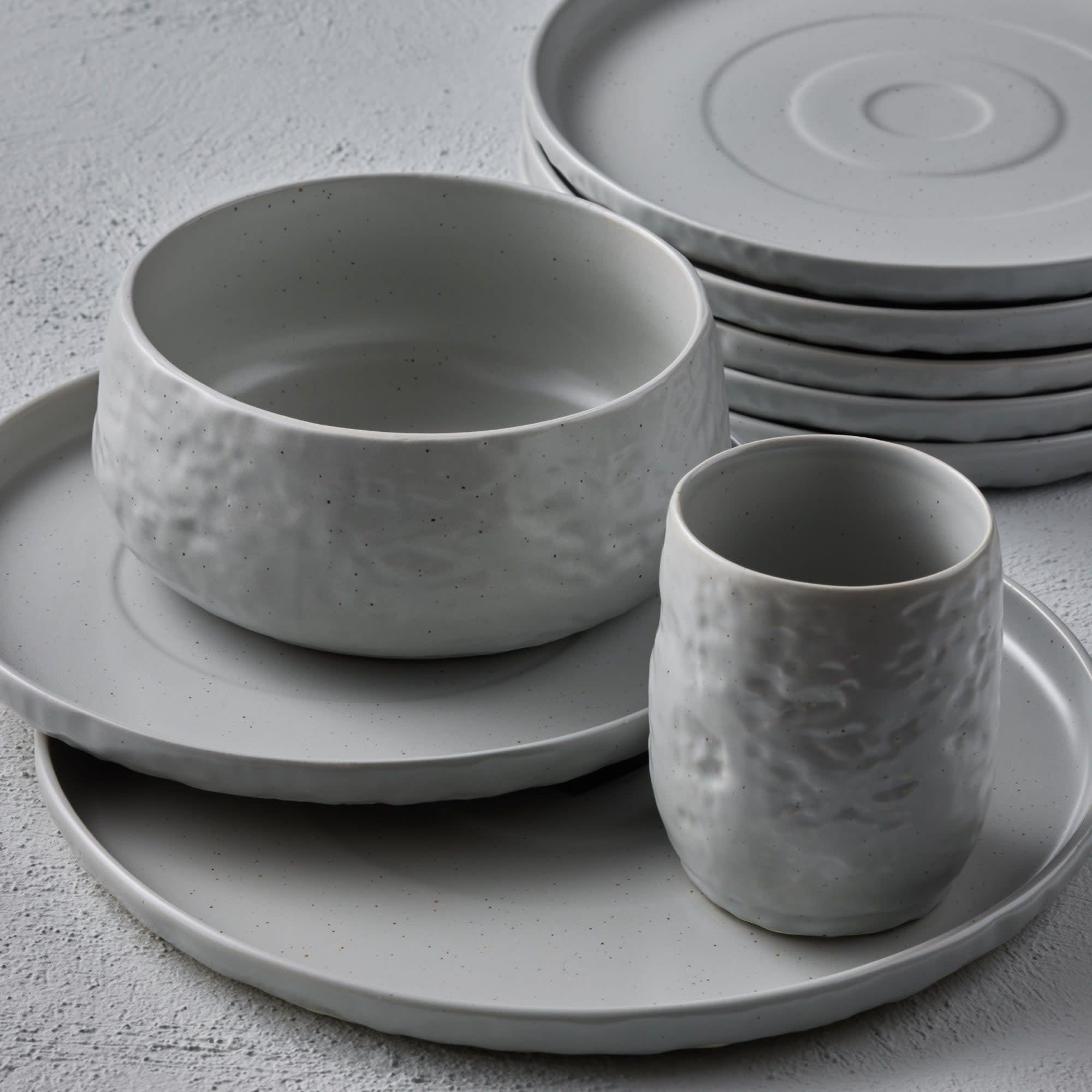 Stone by Mercer Project SHOSAI 16-Piece Stoneware Dinnerware Set, Plates and Bowls Set, Modern Dishware set fo 4, Grey Speckled thumbnail
