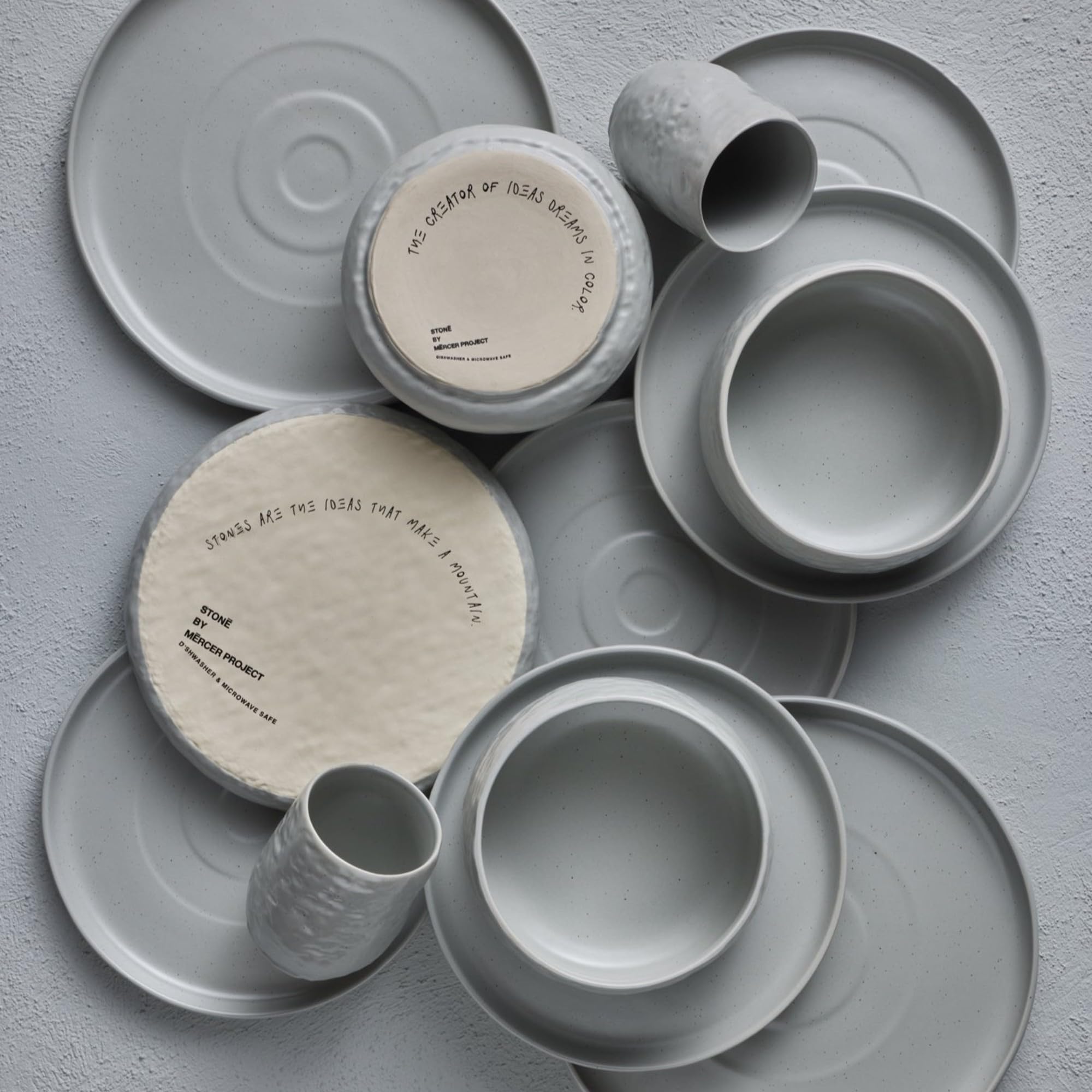 Stone by Mercer Project SHOSAI 16-Piece Stoneware Dinnerware Set, Plates and Bowls Set, Modern Dishware set fo 4, Grey Speckled thumbnail