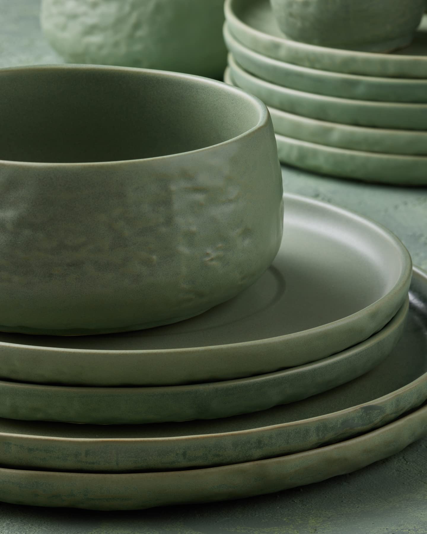 Stone by Mercer Project SHOSAI 16-Piece Stoneware Dinnerware Set, Plates and Bowls Set, Modern Dishware set fo 4, Sage thumbnail