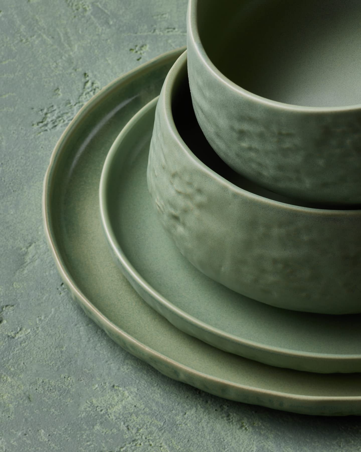 Stone by Mercer Project SHOSAI 16-Piece Stoneware Dinnerware Set, Plates and Bowls Set, Modern Dishware set fo 4, Sage thumbnail