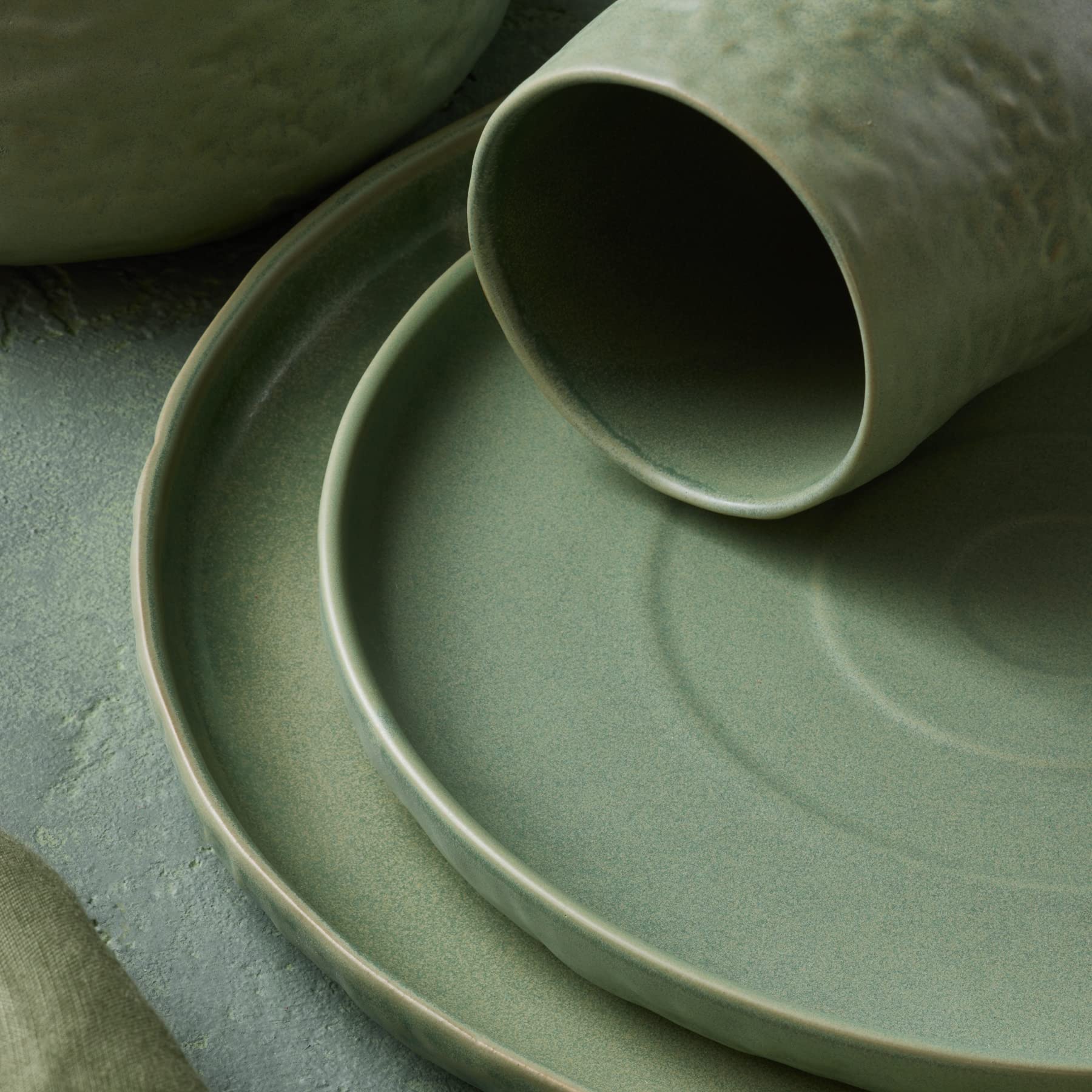 Stone by Mercer Project SHOSAI 16-Piece Stoneware Dinnerware Set, Plates and Bowls Set, Modern Dishware set fo 4, Sage thumbnail