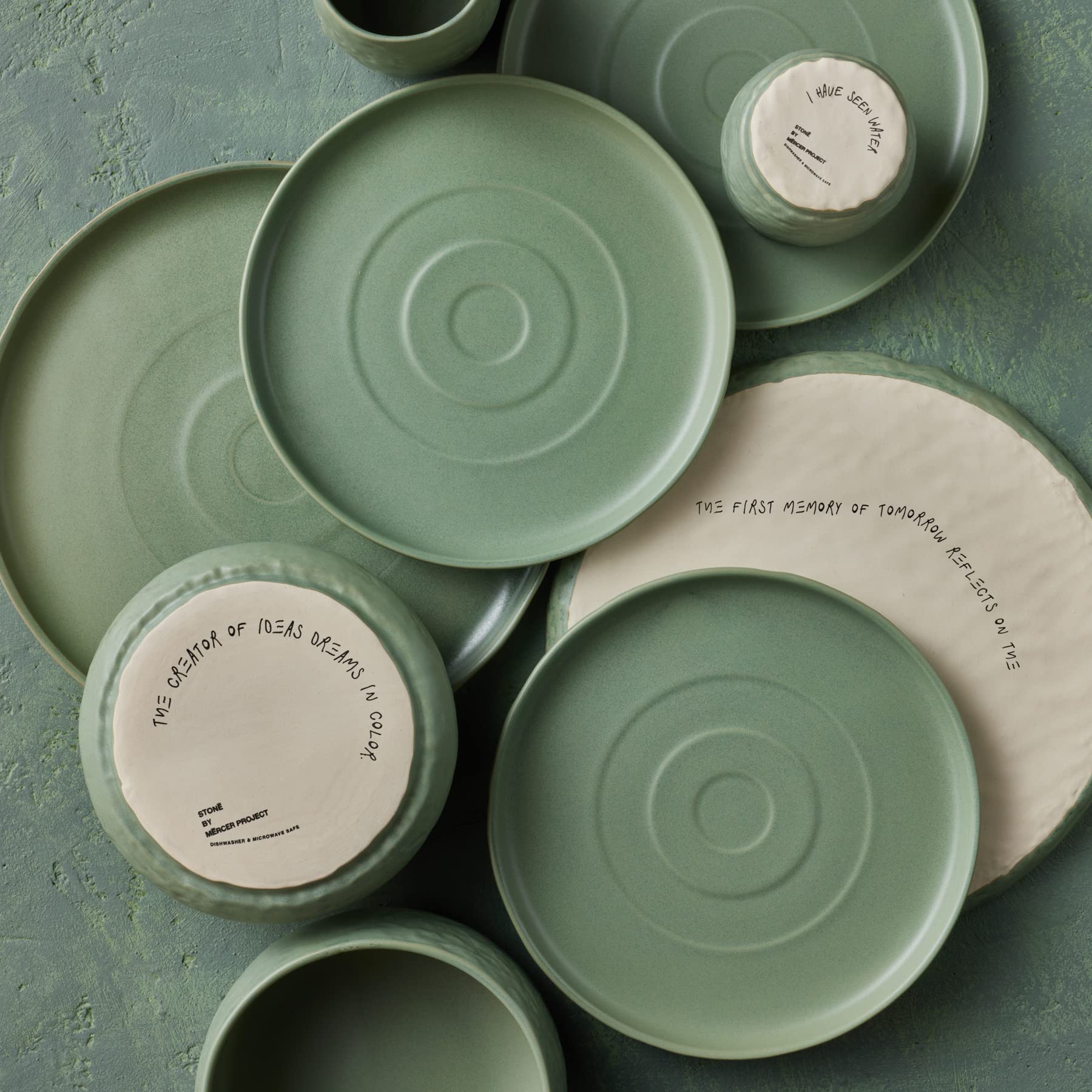 Stone by Mercer Project SHOSAI 16-Piece Stoneware Dinnerware Set, Plates and Bowls Set, Modern Dishware set fo 4, Sage thumbnail