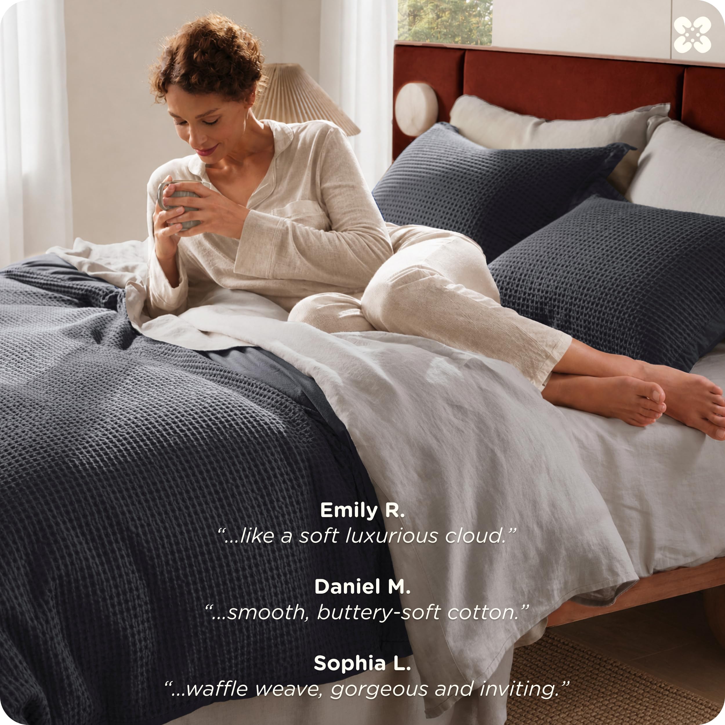 Bedsure PureWoven 3 Pieces 100% Cotton Waffle Weave Duvet Cover Set, Queen thumbnail