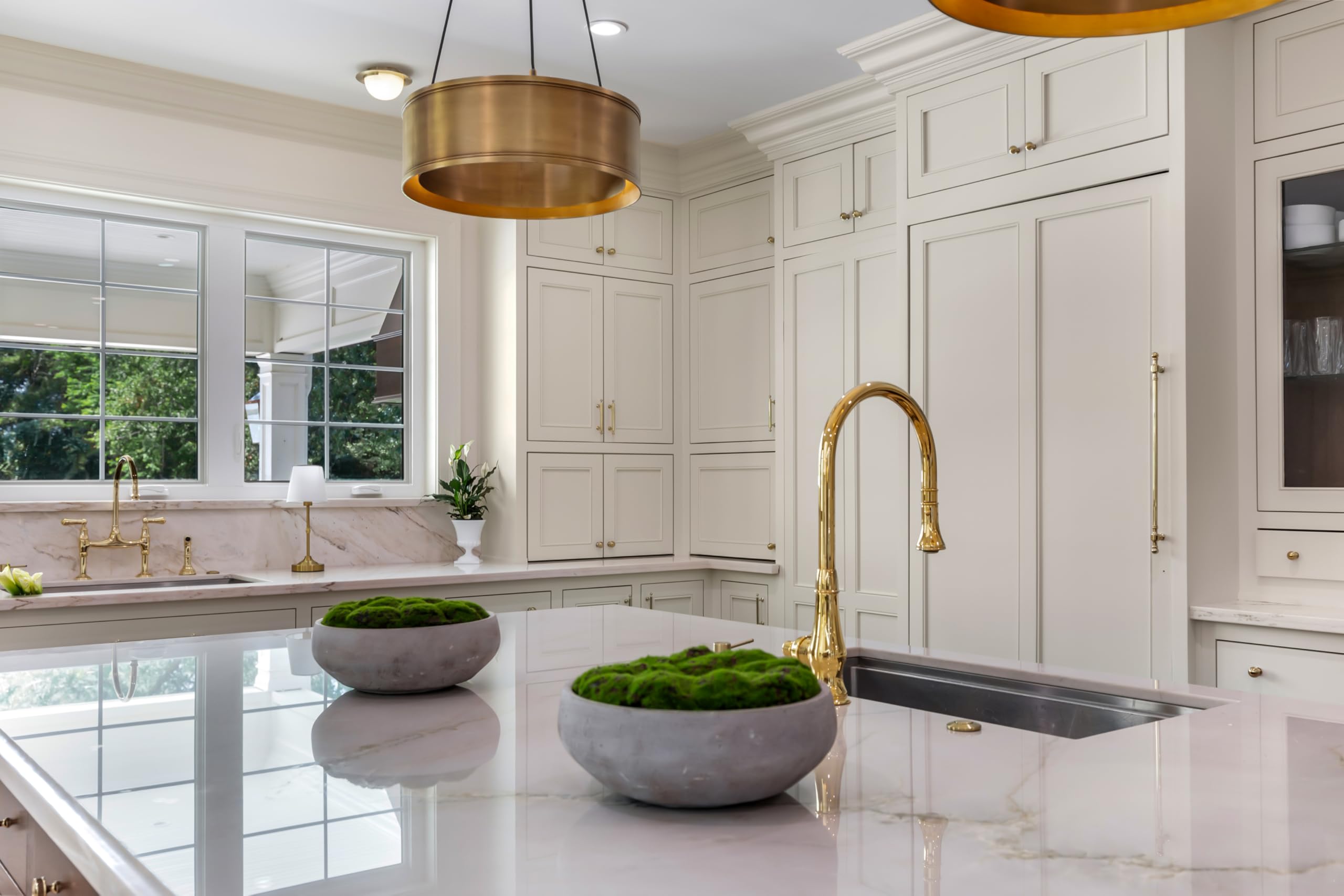 Hand Painted Cement Moss Bowl | 12 Inch | Artificial Moss Centerpiece | Decorative Coffee Table Bowl thumbnail