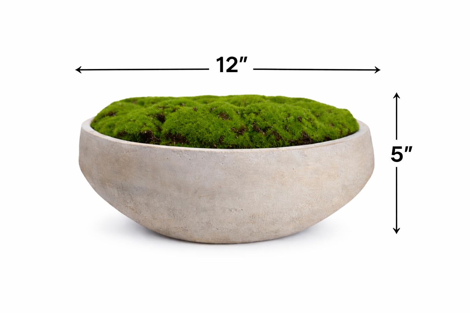 Hand Painted Cement Moss Bowl | 12 Inch | Artificial Moss Centerpiece | Decorative Coffee Table Bowl thumbnail