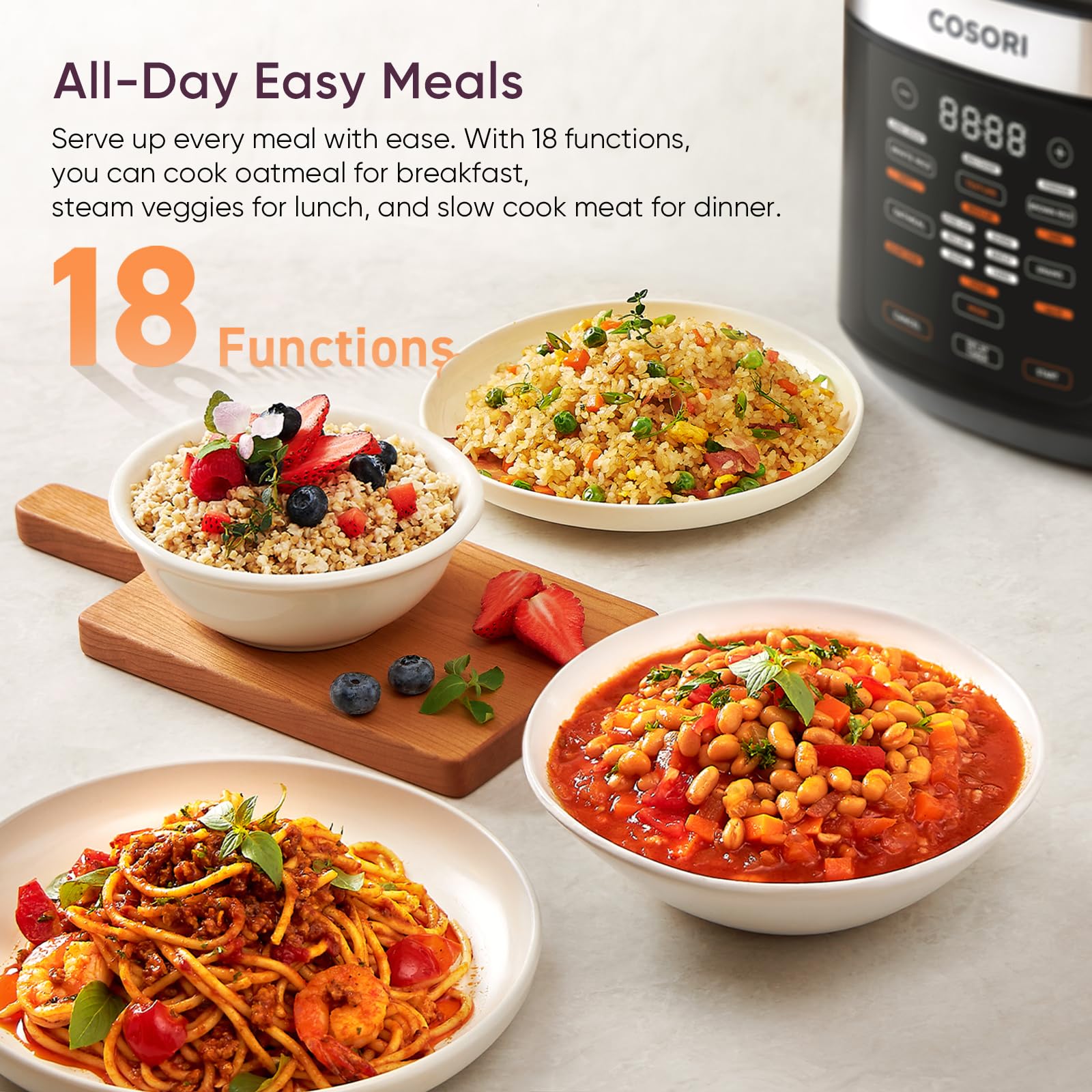 Cosori Rice Cooker 10 Cup, Fuzzy Logic, Ceramic Coating Inner Pot,18-in-1 thumbnail