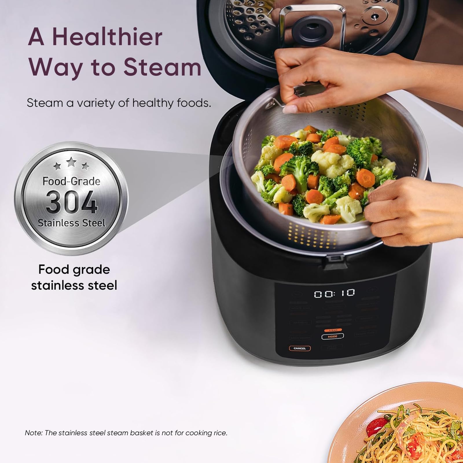 Cosori Rice Cooker 10 Cup, Fuzzy Logic, Ceramic Coating Inner Pot,18-in-1 thumbnail