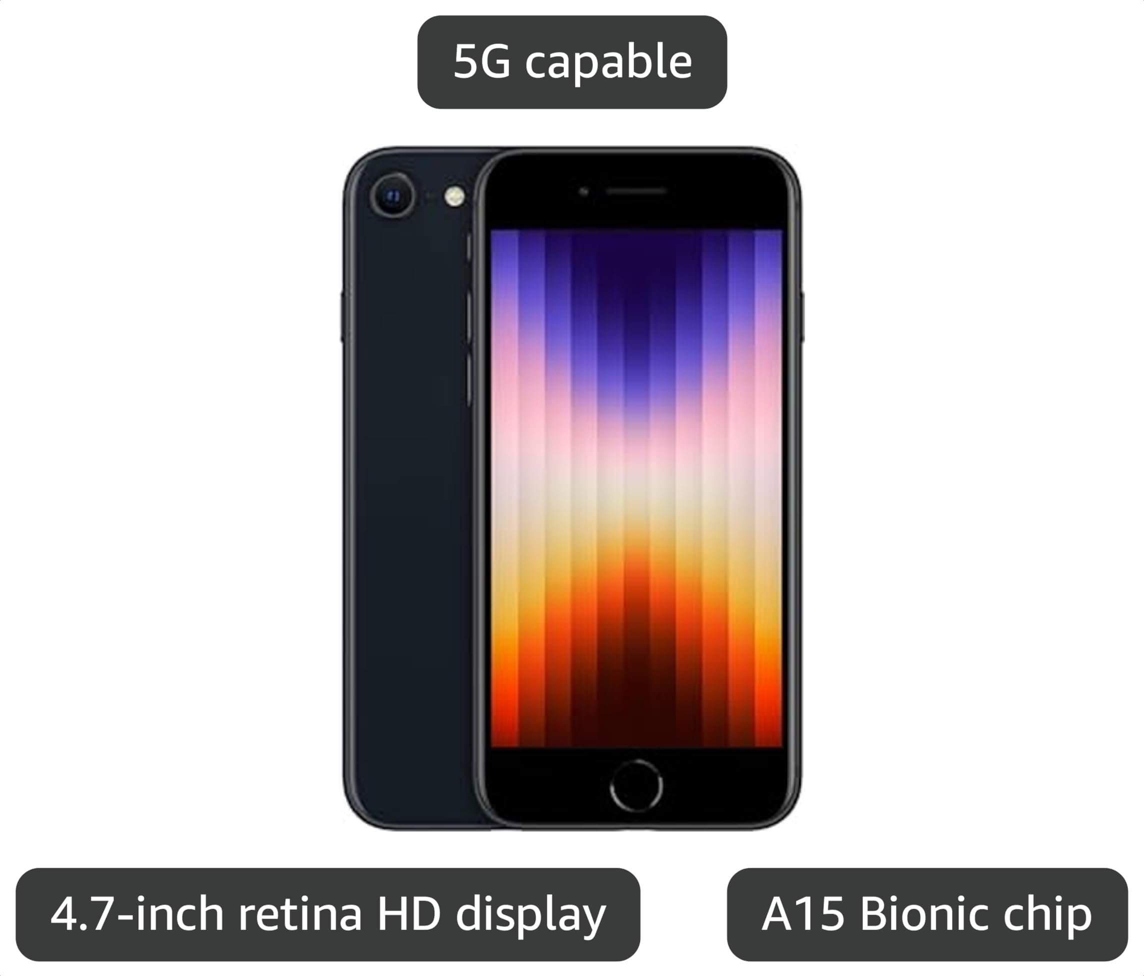 Apple iPhone SE 3rd Gen, 128GB, Midnight - Unlocked (Renewed) thumbnail