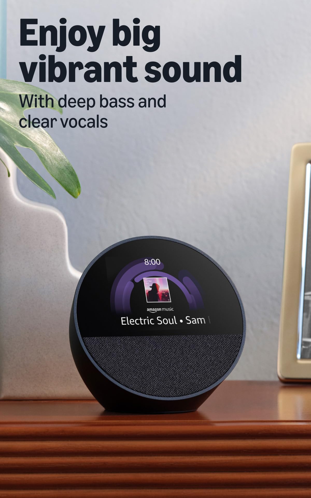 Amazon Echo Spot (newest model), Great for nightstands, offices and kitchens, Smart alarm clock, Designed for Alexa+, Black thumbnail