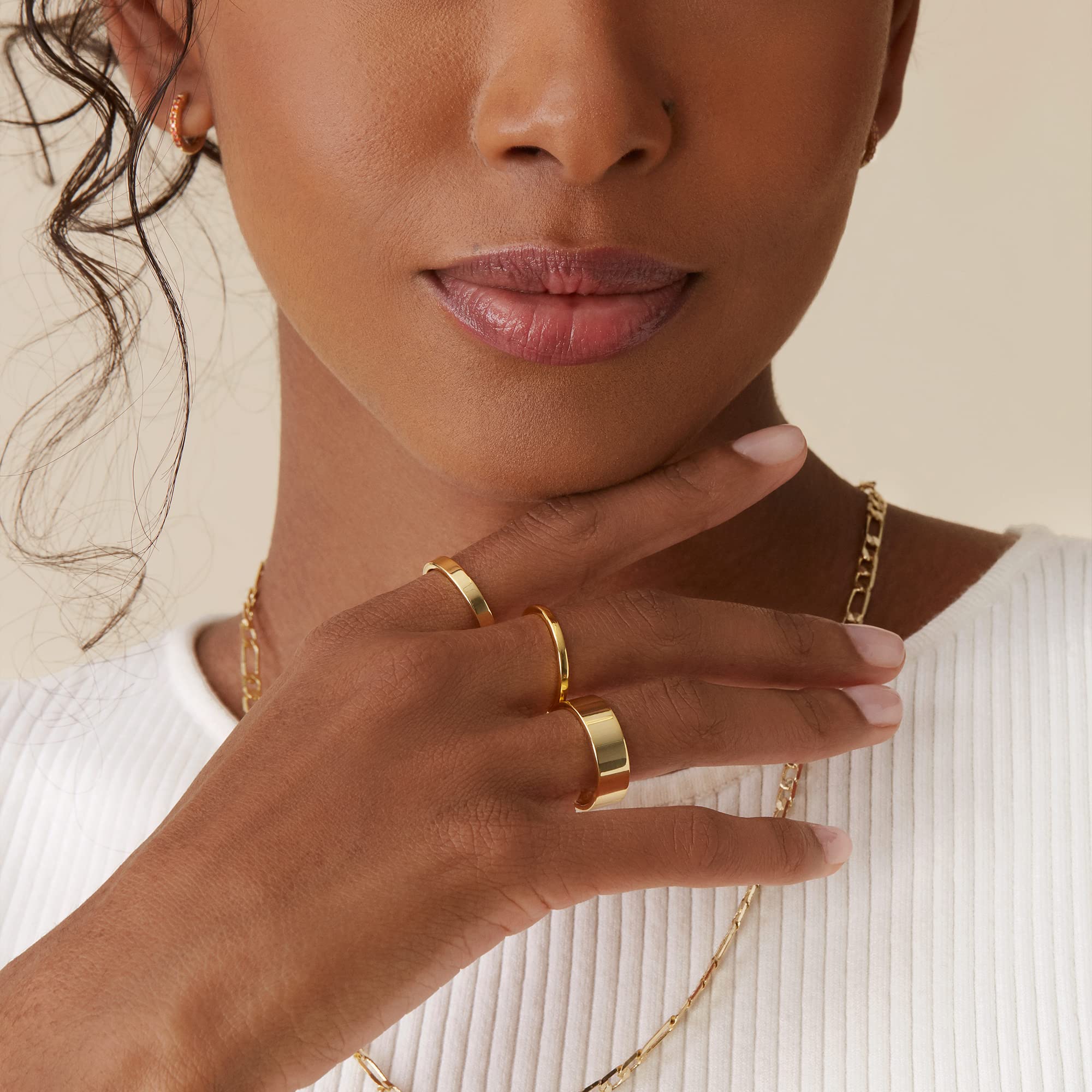 PAVOI 18K Gold Plated 3 Rings Set | Gold Stacking Rings for Women | Stacking Ring Set thumbnail
