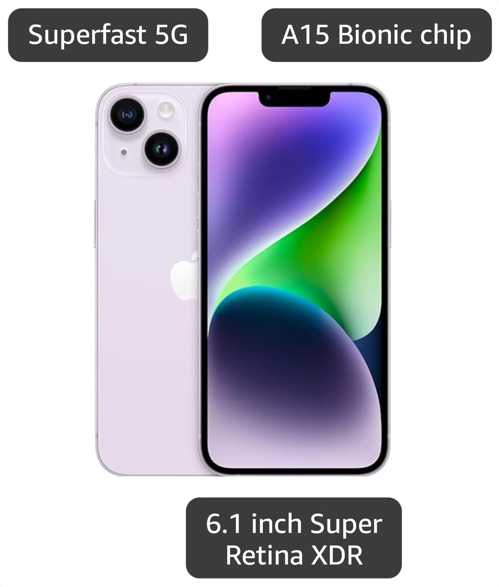Apple iPhone 14, 128GB, Purple for AT&T (Renewed) thumbnail